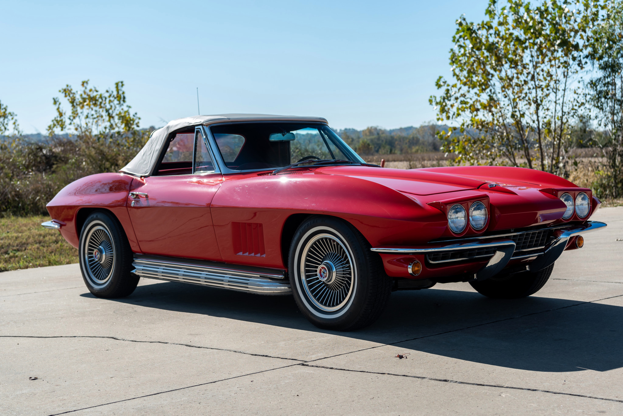 Car Chevrolet Corvette C2 Convertible Old Car Red Car Sport Car 2048x1367