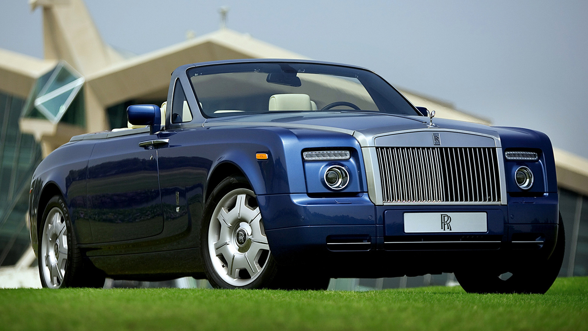 Blue Car Car Full Size Car Luxury Car Rolls Royce Phantom Drophead Coupe 1920x1080