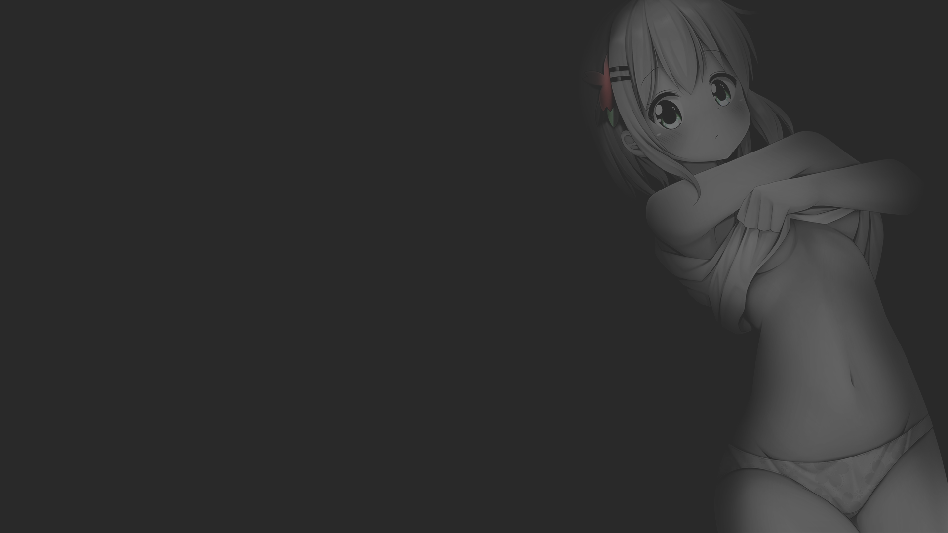 Anime Anime Girls Illustration Digital Fan Art Minimalism Monochrome Texture Dark Background Pantsu  1920x1080