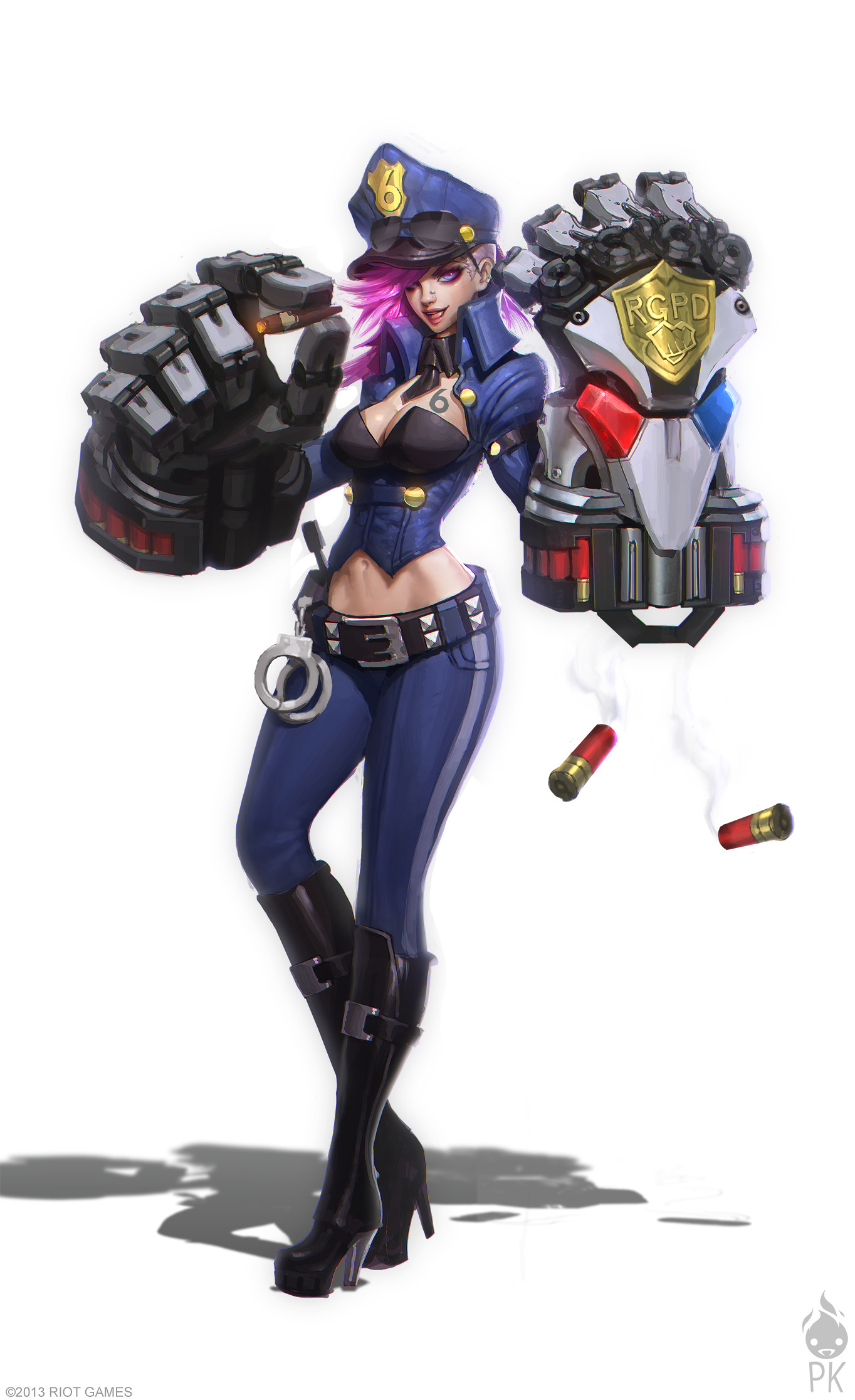 Anime Girls Concept Art Vi League Of Legends Police Women Gauntlets 1364x2232
