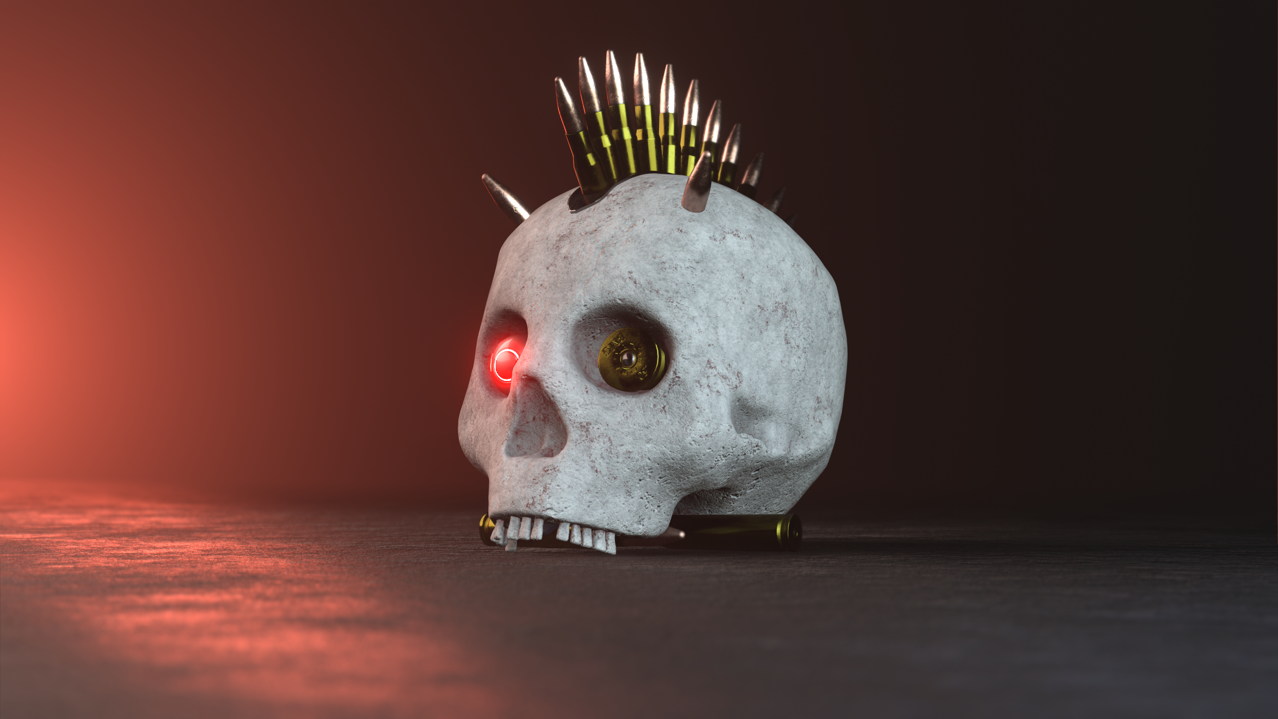 Cyber Skull Punk Robotic Bullet Glowing Blooms Lights 3D PunkCrow Screen Shot  Wallpaper - Resolution:2560x1440 - ID:1181430 
