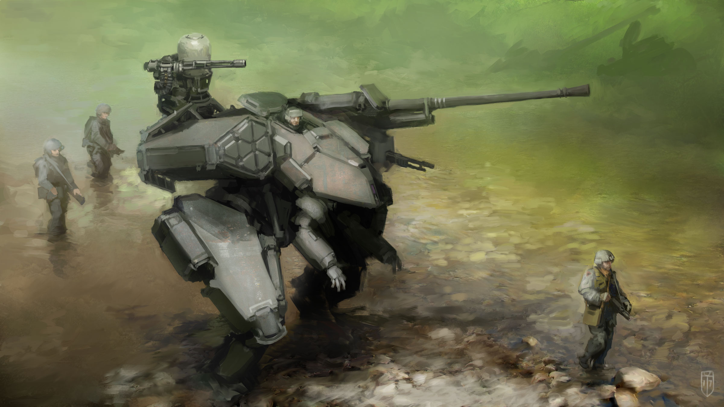 Futuristic Mecha Robot Soldier Weapon 2400x1350