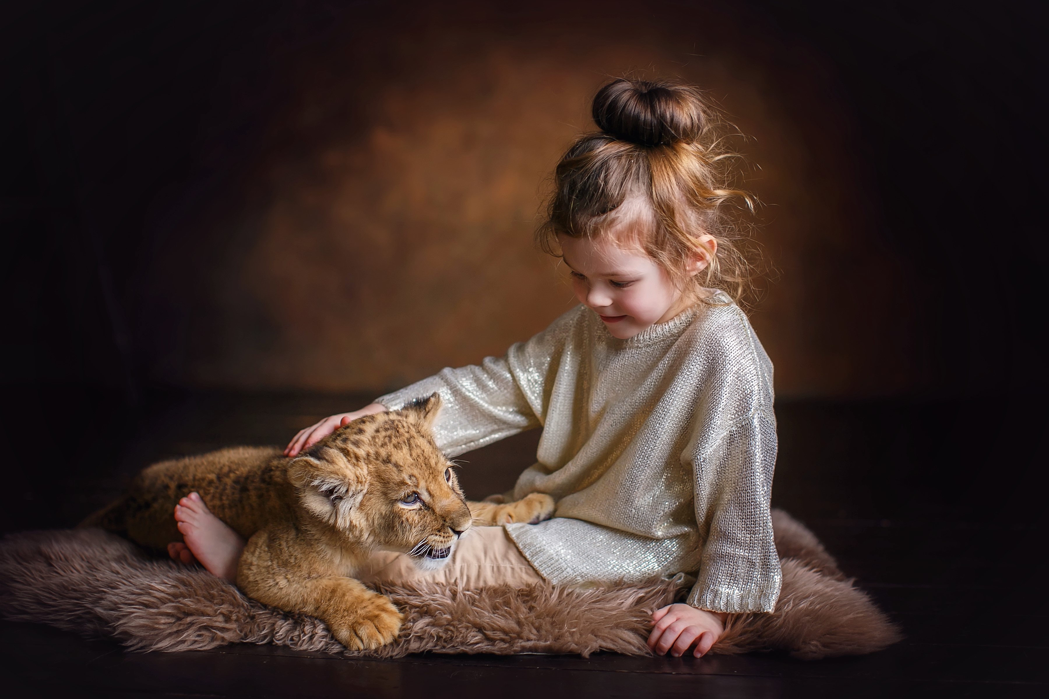 Baby Animal Child Cub Cute Girl Lion Little Girl 3600x2400