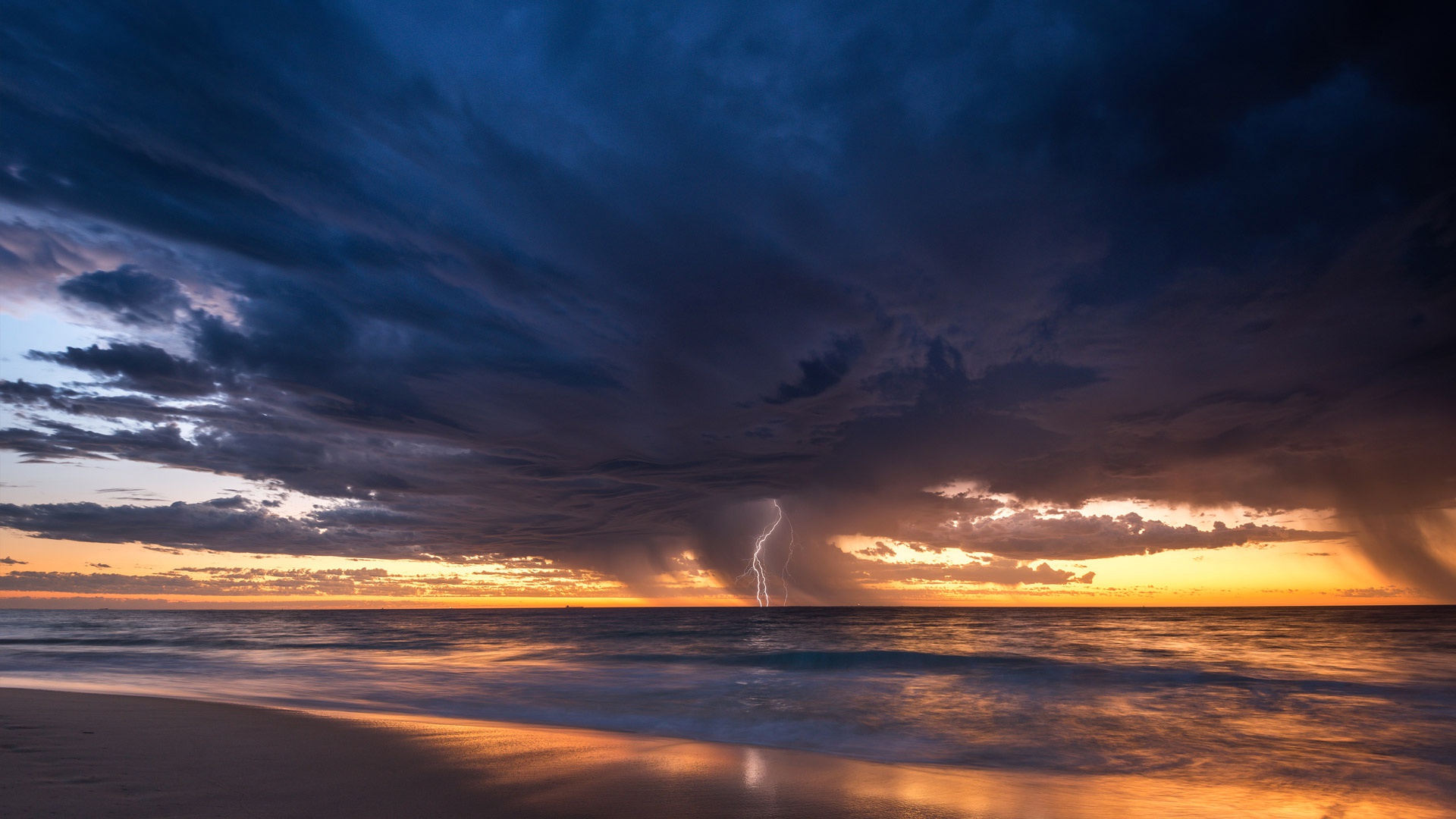Australia Cloud Horizon Lightning Ocean Storm 1920x1080