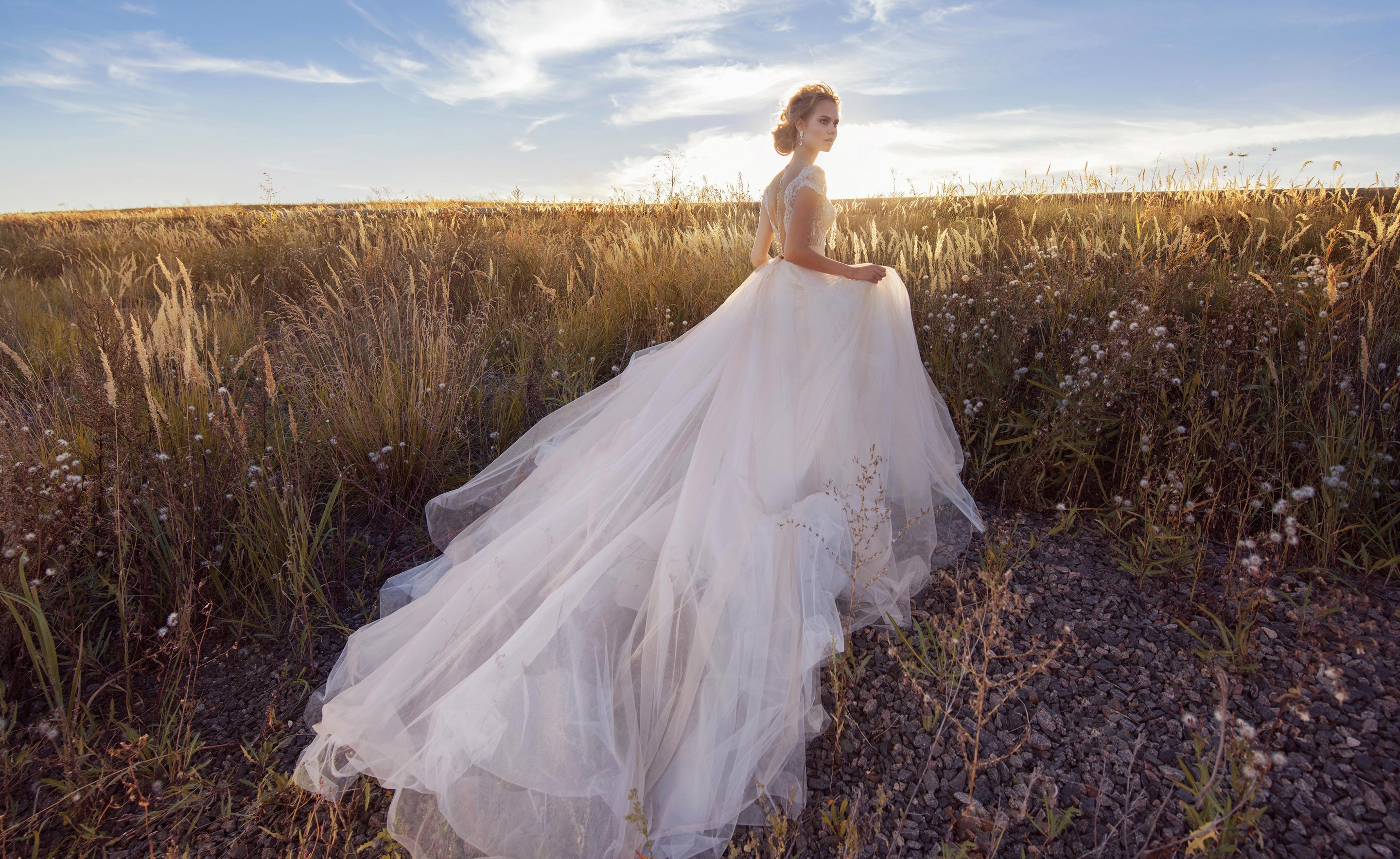 Blonde Bride Girl Model Wedding Dress White Dress Woman 2880x1768