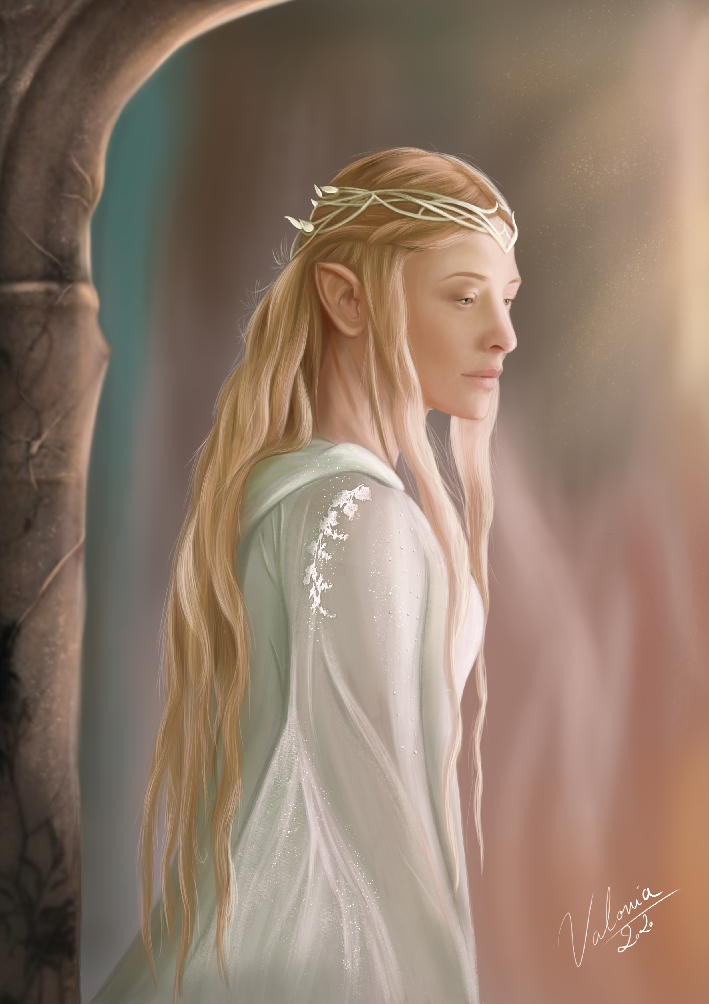 Margaux Valonia Artwork The Lord Of The Rings Fan Art Portrait Display Galadriel Digital Painting Bl 2480x3508
