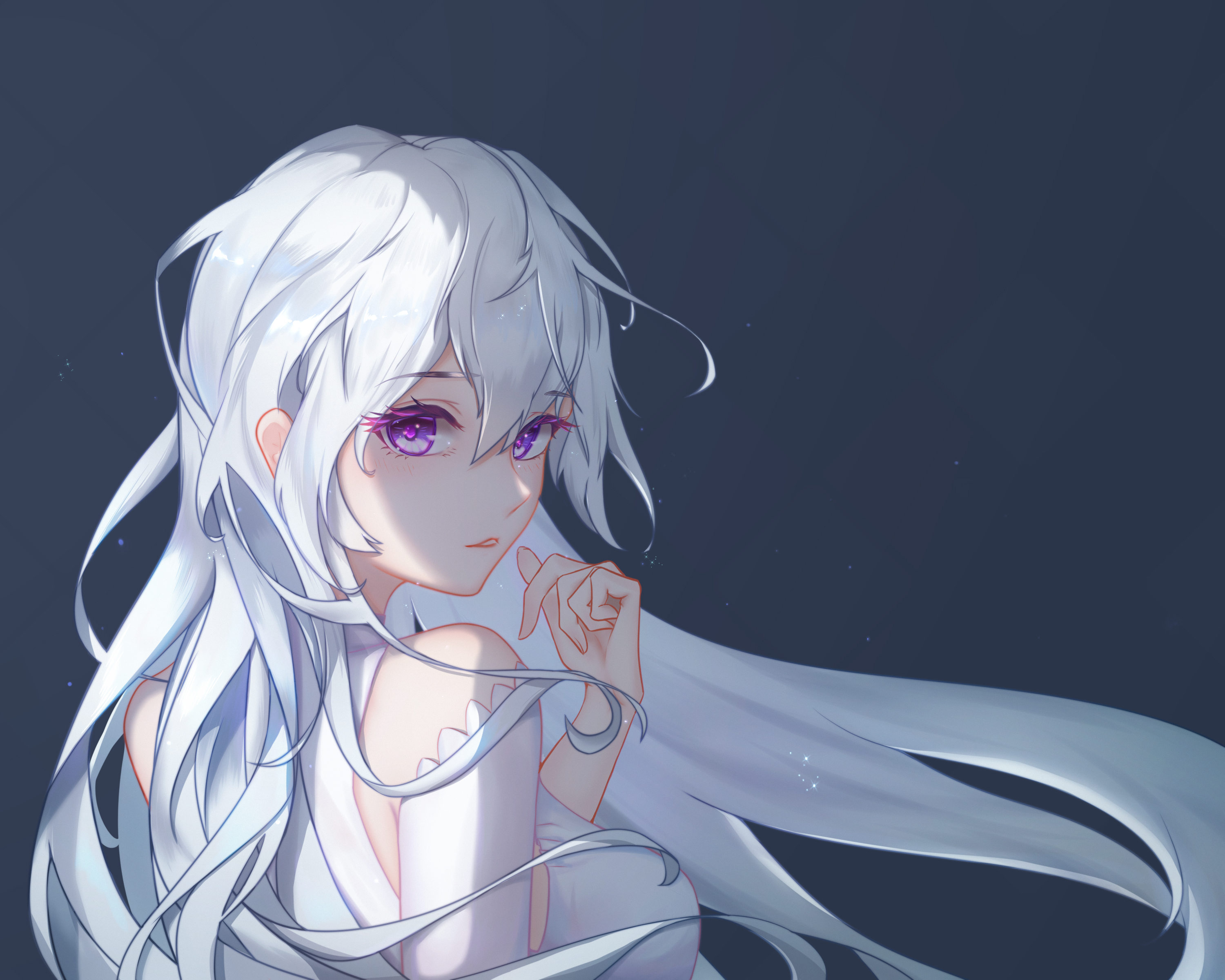 anime girl with long silver hair