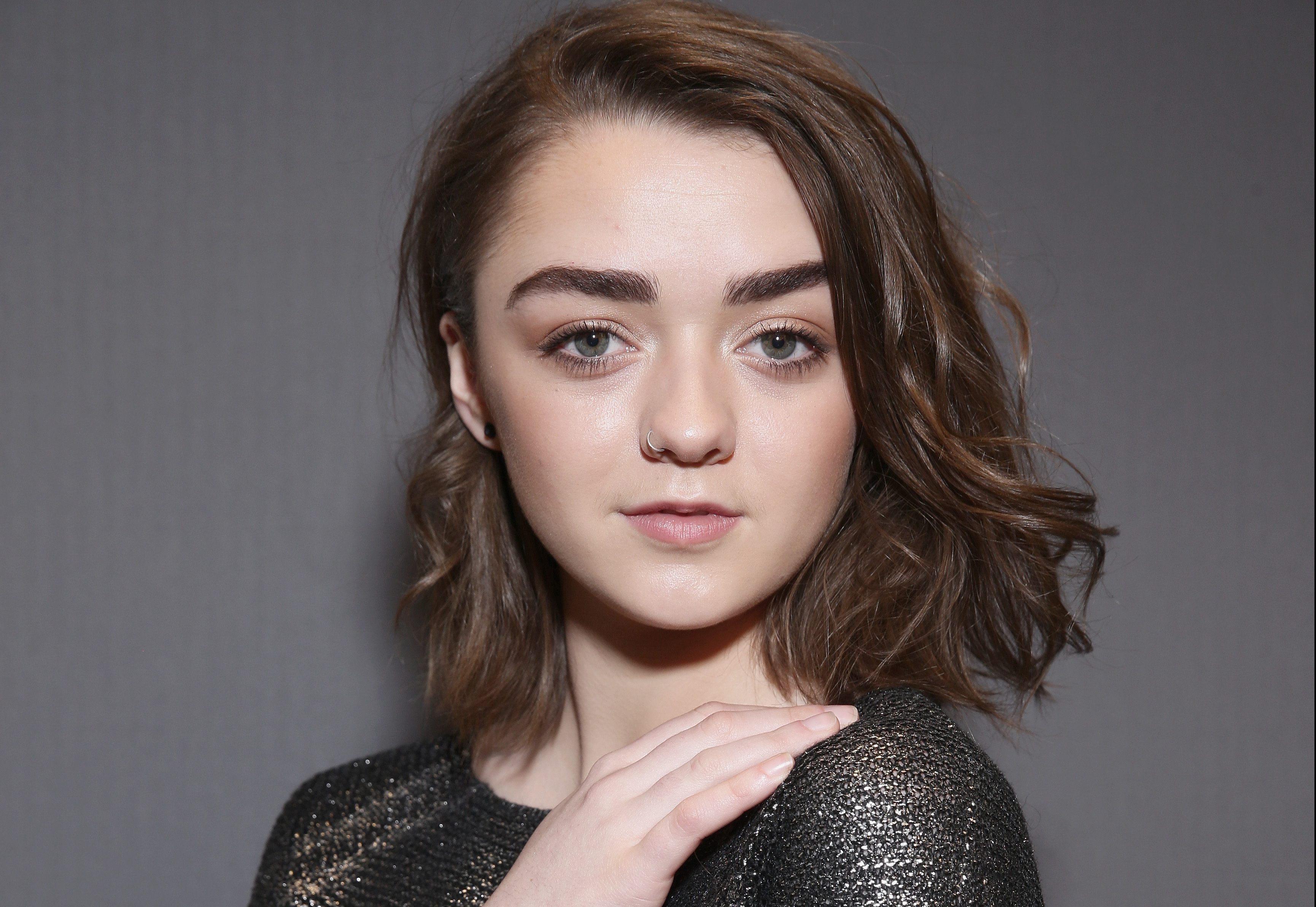 Actress Brunette English Face Maisie Williams Nose Ring 3460x2384