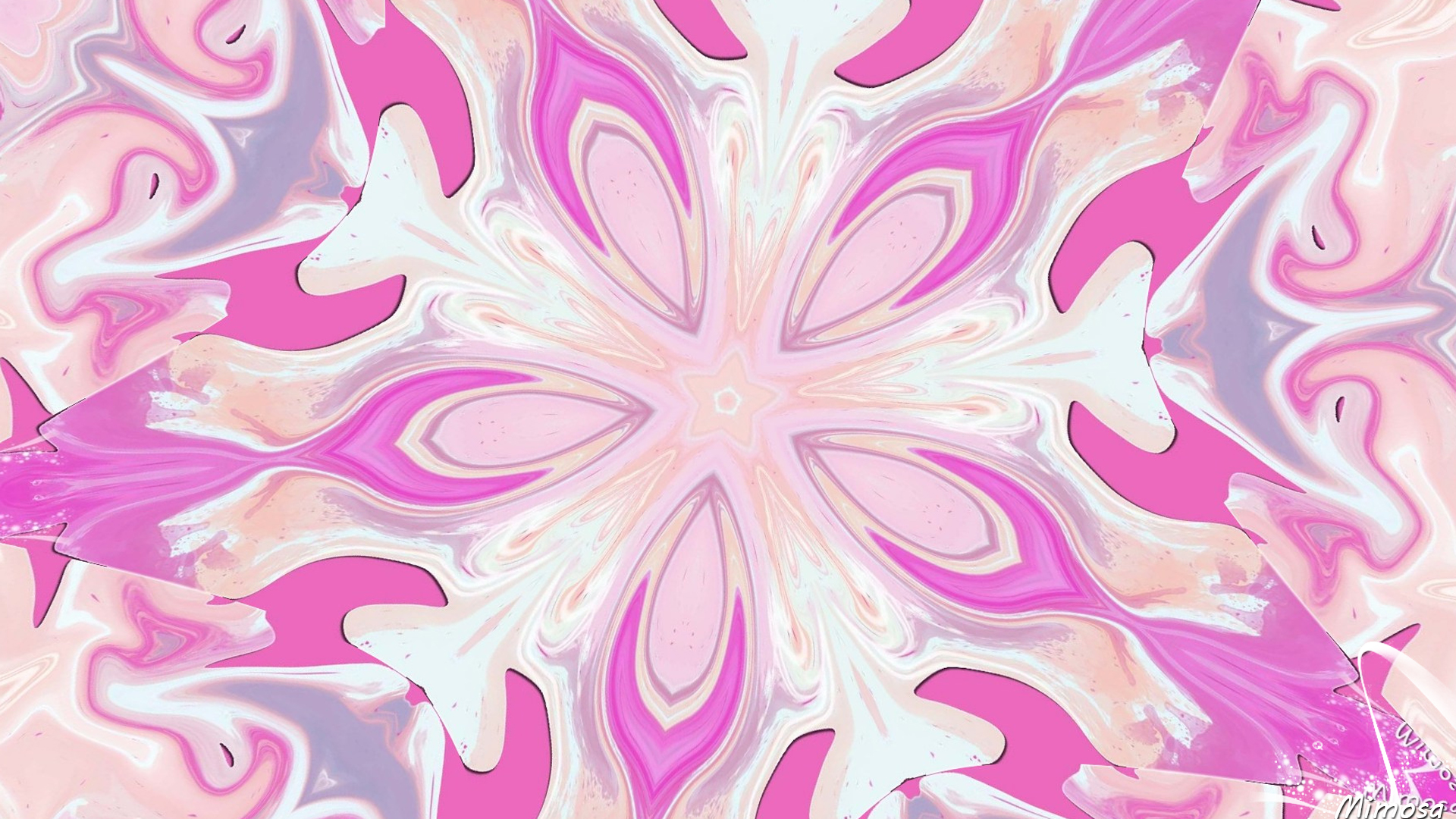 Artistic Digital Art Kaleidoscope Pattern Pink 1920x1080