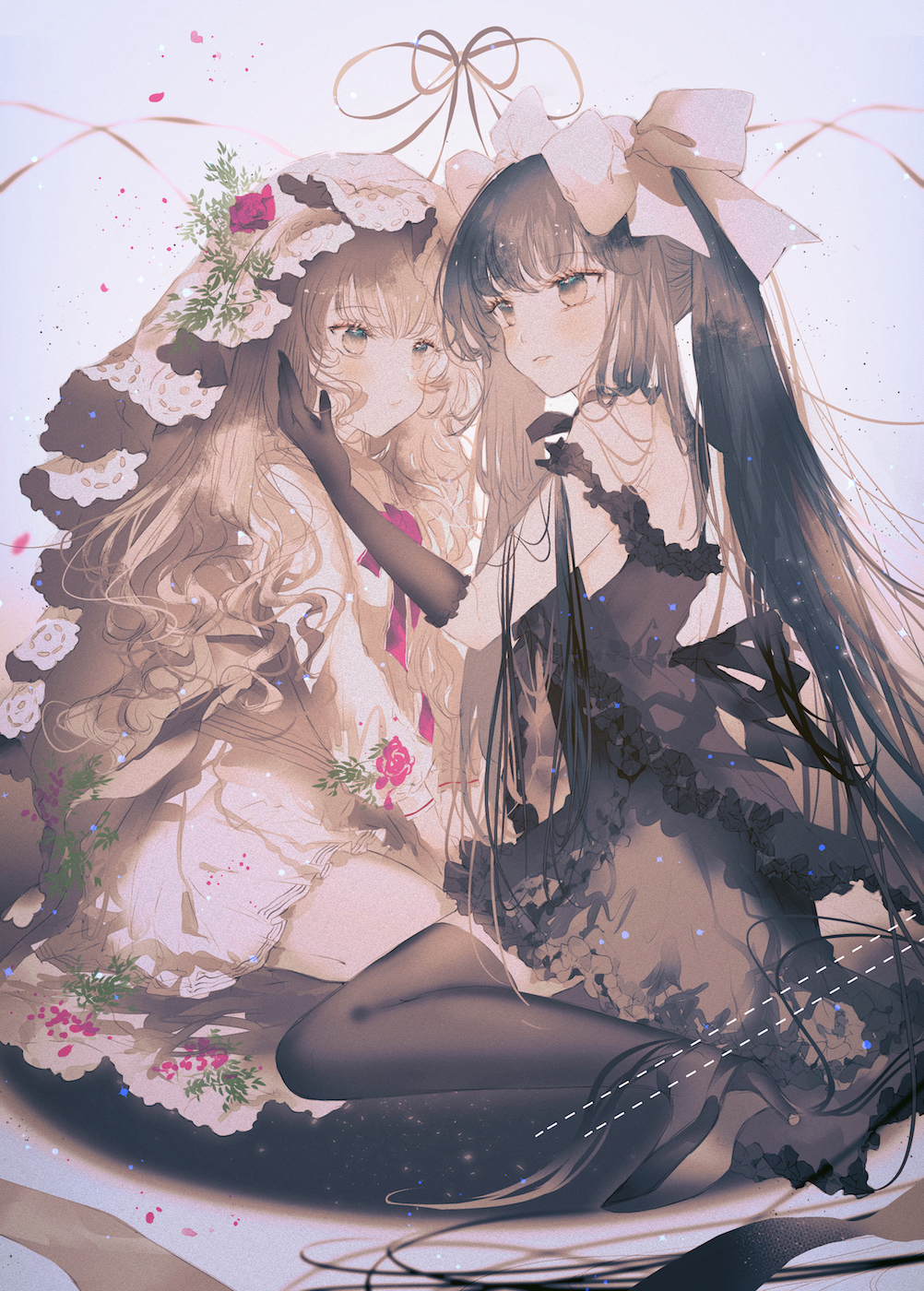 Anime Anime Girls Digital Art Artwork 2D Portrait Display Vertical Dress Two Women Long Hair Majamar 1002x1400