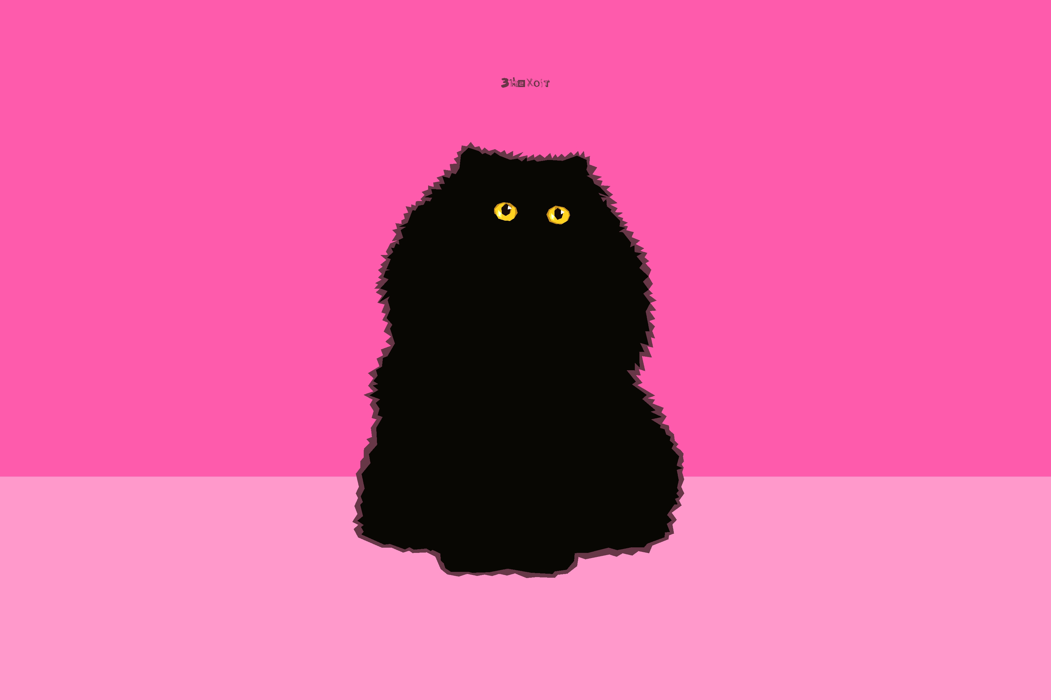 Artistic Digital Art Minimalist Persian Cat Pink 3427x2284