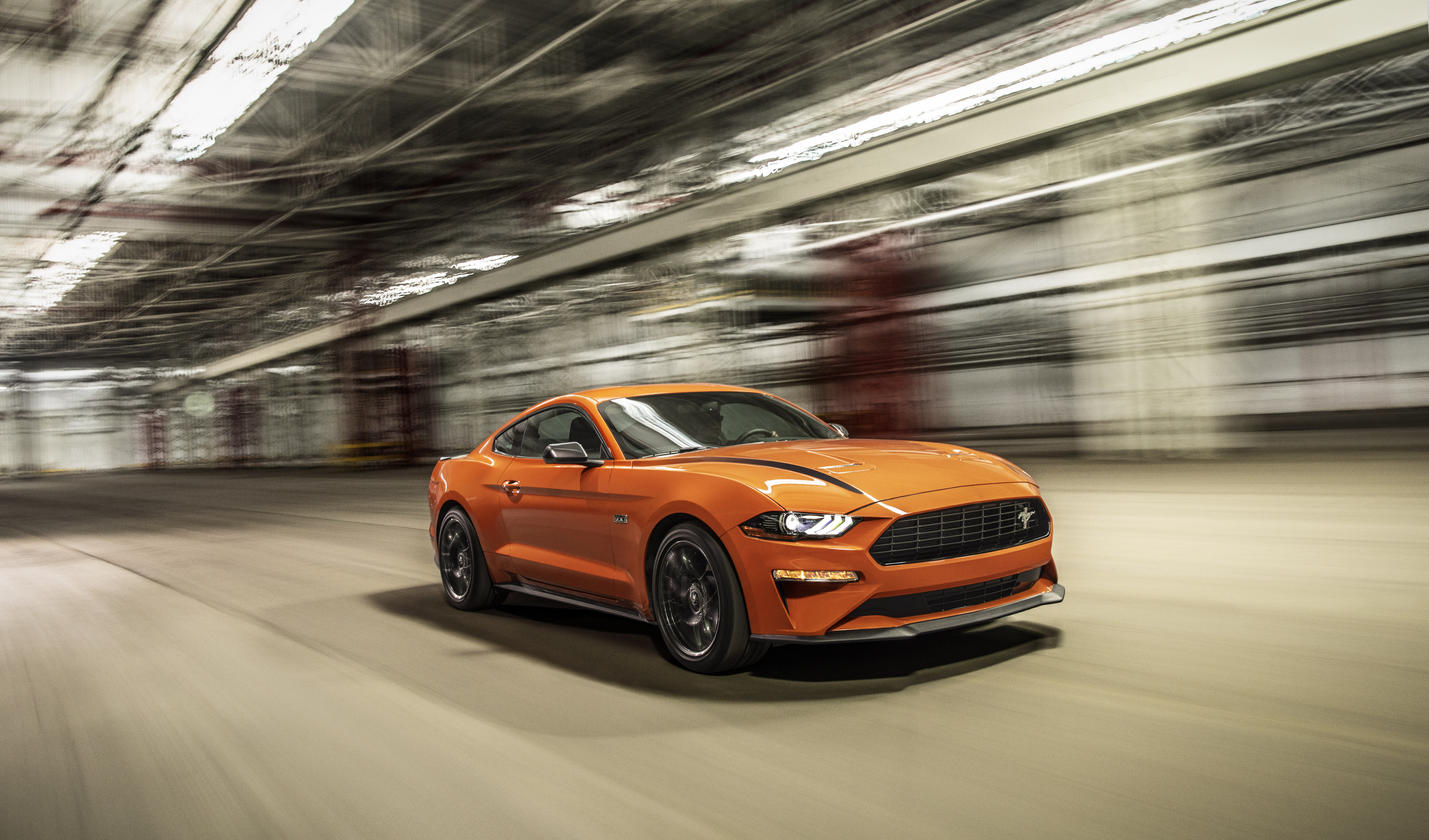 Car Ford Ford Mustang Muscle Car Orange Car Vehicle 6503x3824