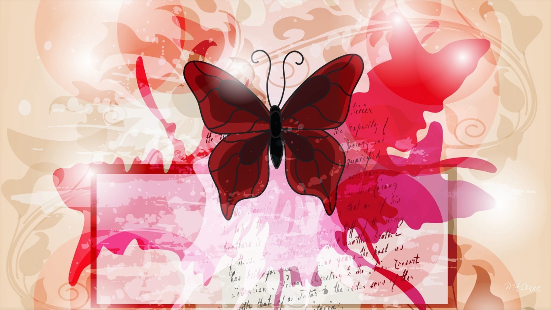 Artistic Butterfly Paint Red 1920x1080