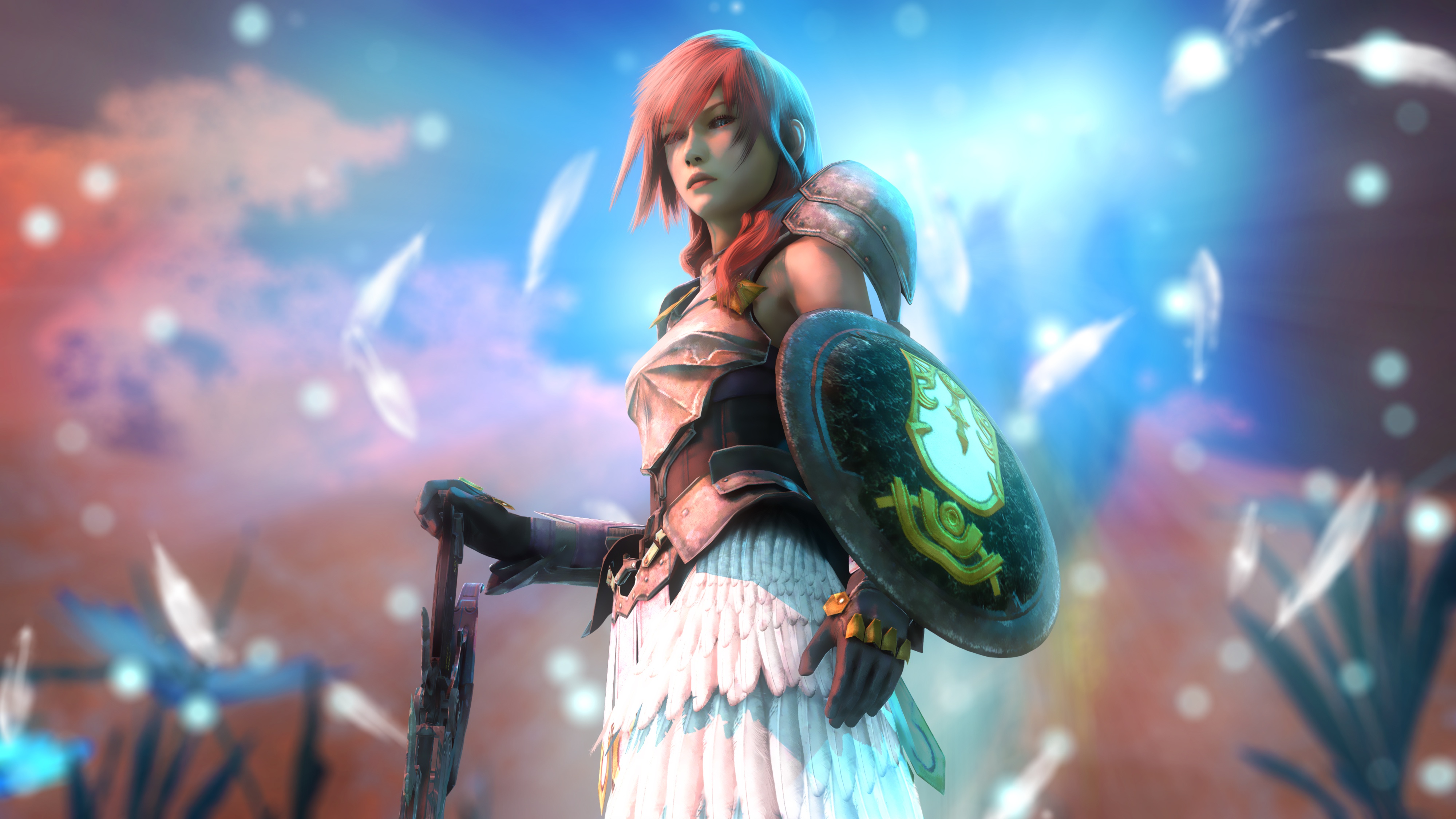 Claire Farron Final Fantasy Xiii Lightning Final Fantasy Pink Hair Shield Woman Warrior 4000x2250