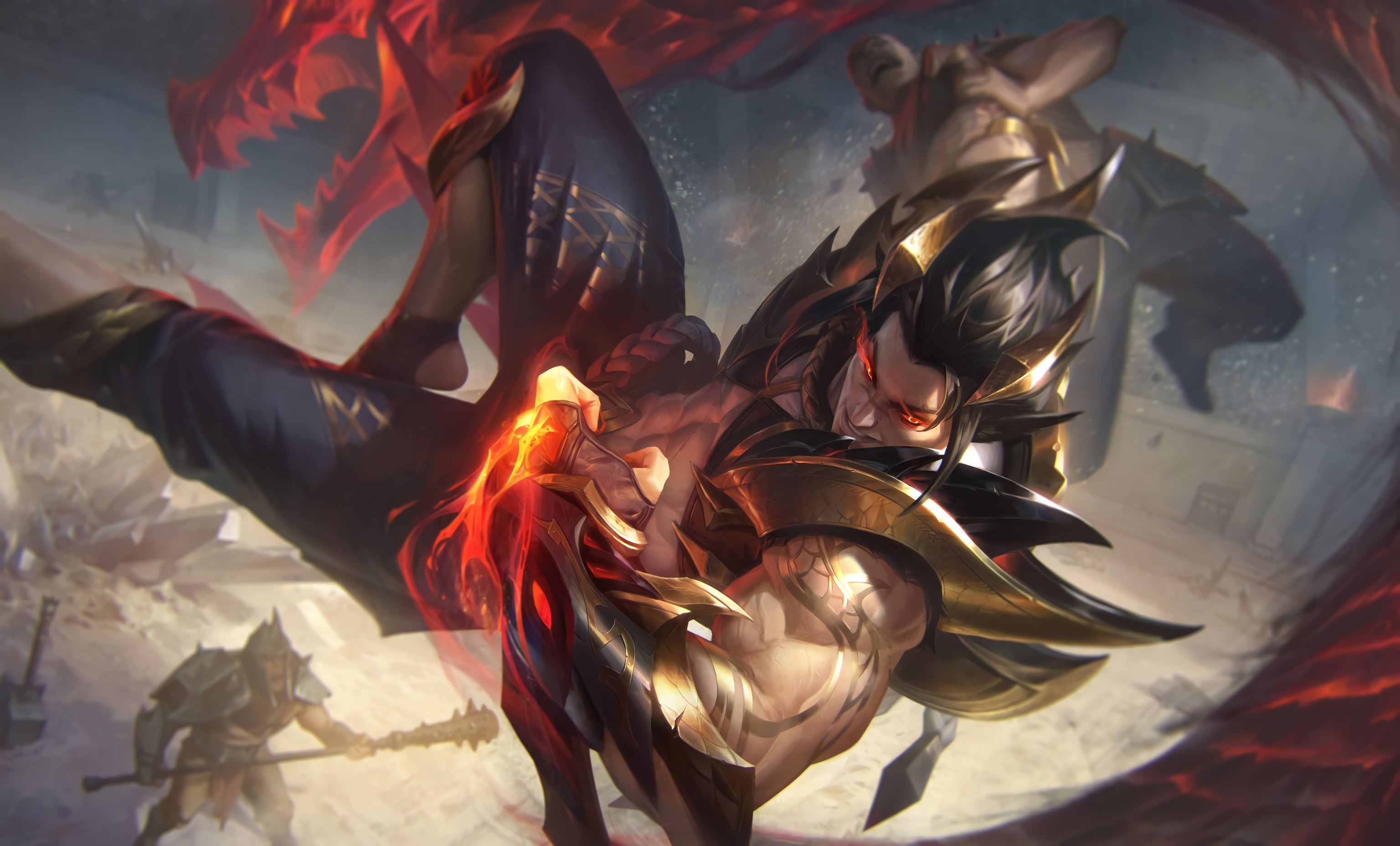 Sett League Of Legends Sett Dragon De Odsidiana League Of Legends 3072x1856