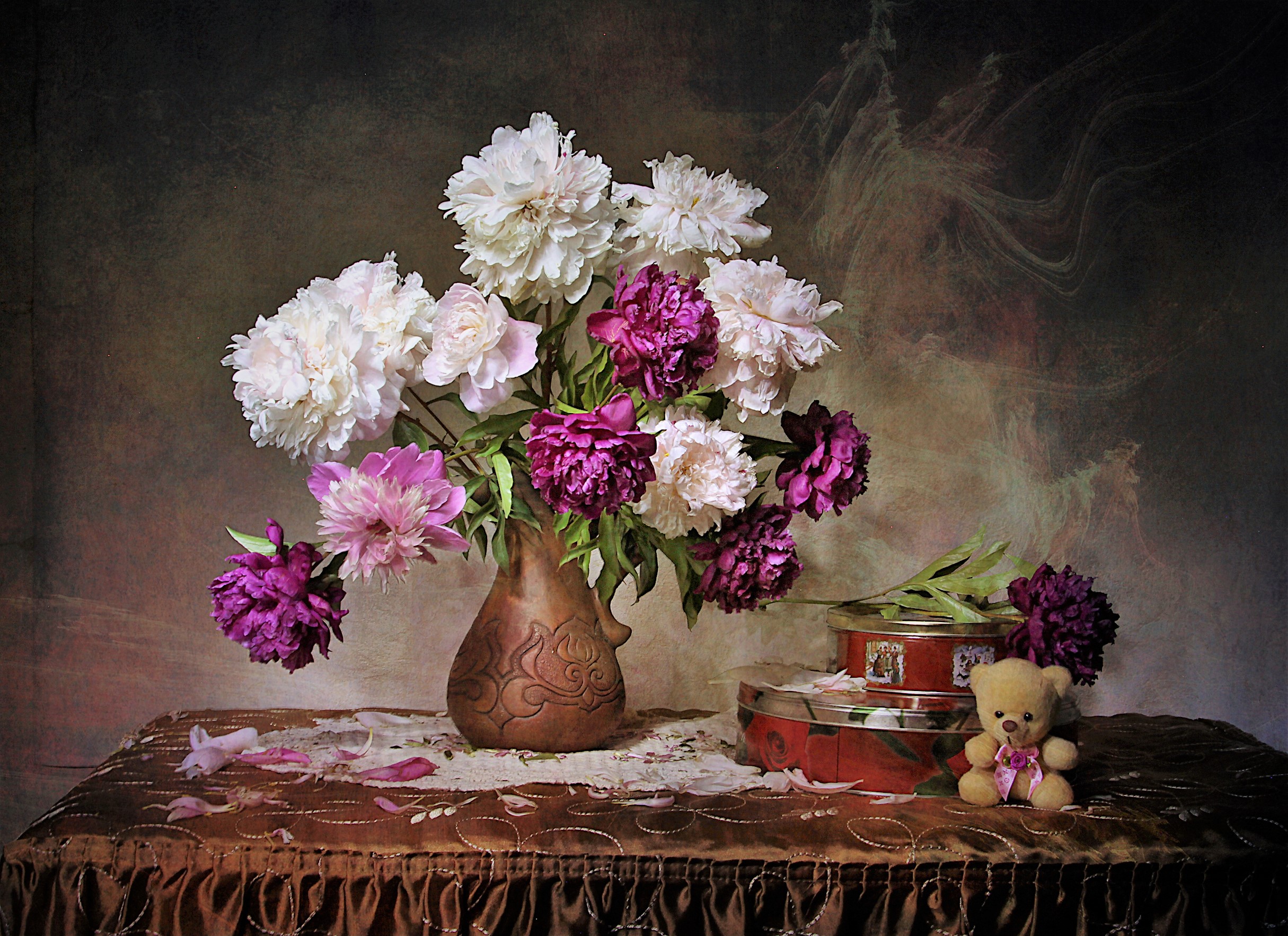 Flower Peony Still Life Teddy Bear Vase 2430x1765