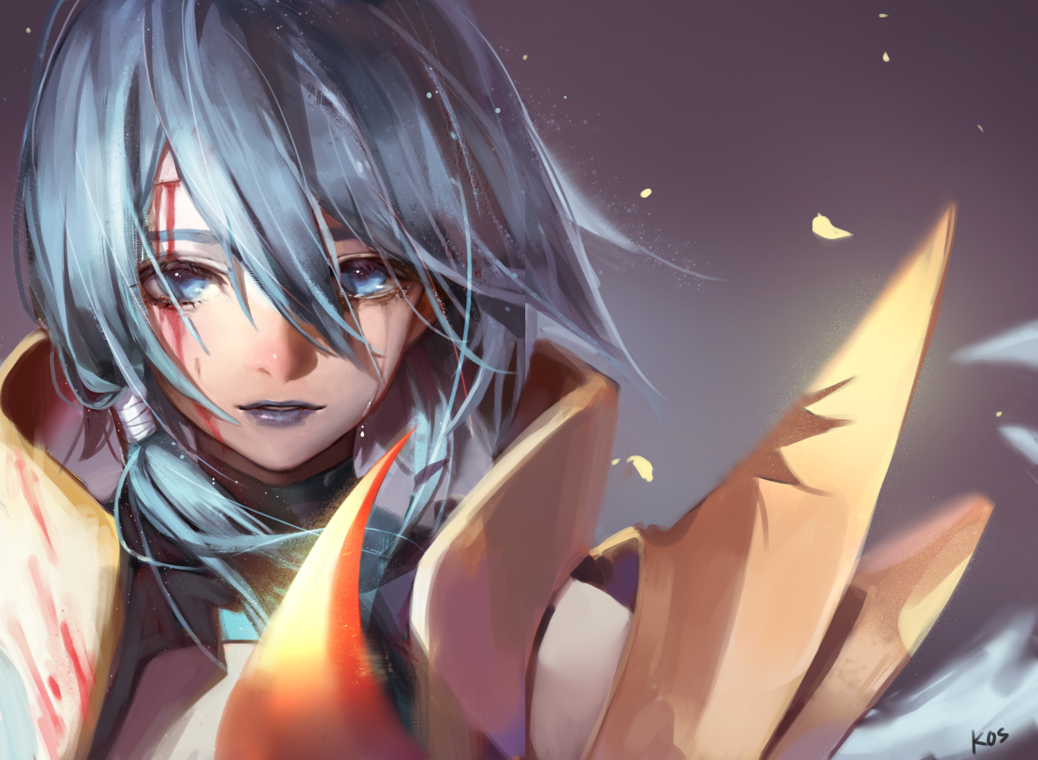 League Of Legends Riven League Of Legends Blue Hair Blue Eyes Crying Women Armored Long Hair Tears 1500x1098