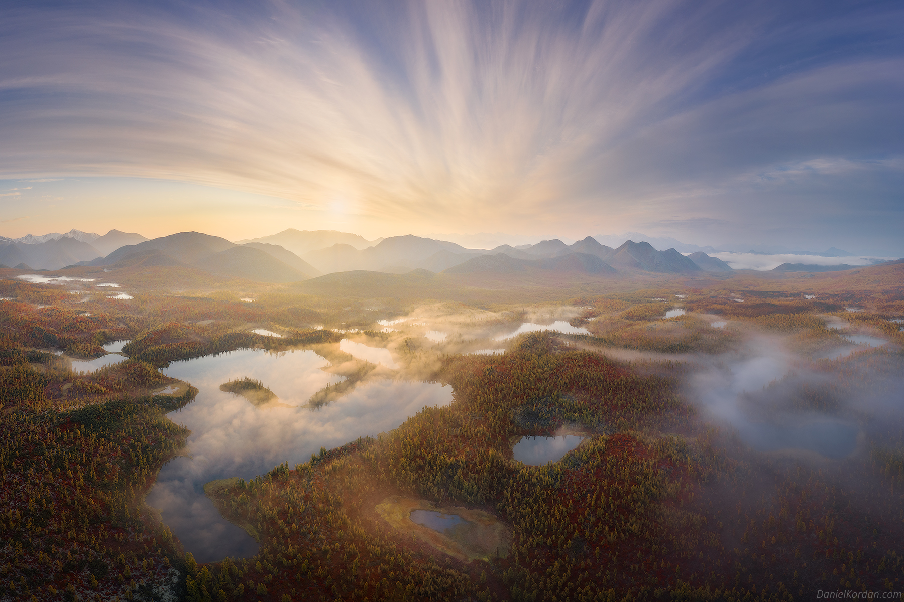 Daniel Kordan Landscape Sky Horizon Hills Water Trees Mist Reflection 1800x1200
