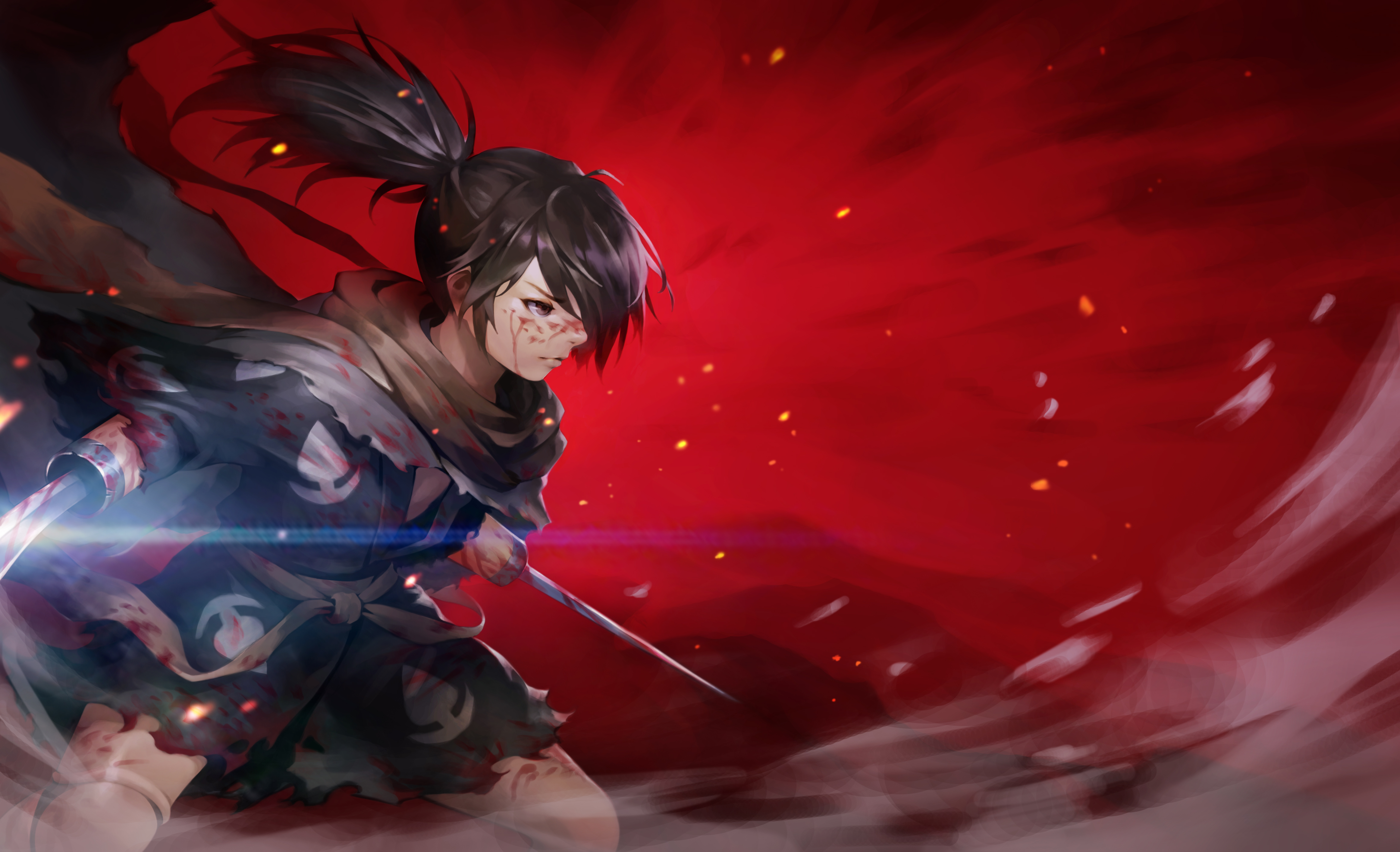 Black Hair Dororo Anime Hyakkimaru Dororo Weapon 4646x2827