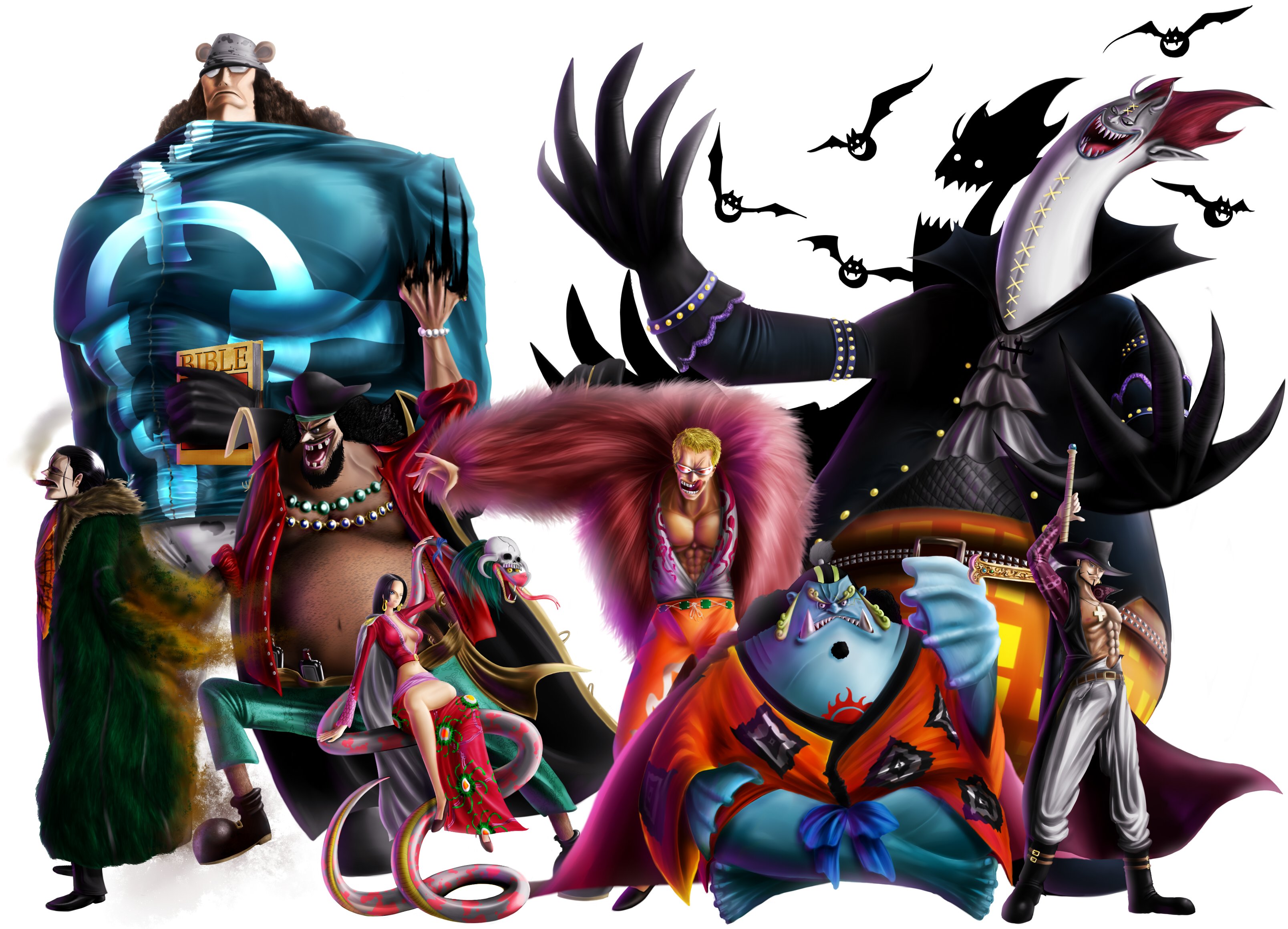 Bartholomew Kuma Boa Hancock Crocodile One Piece Donquixote Doflamingo Dracule Mihawk Gekko Moriah J 3216x2320