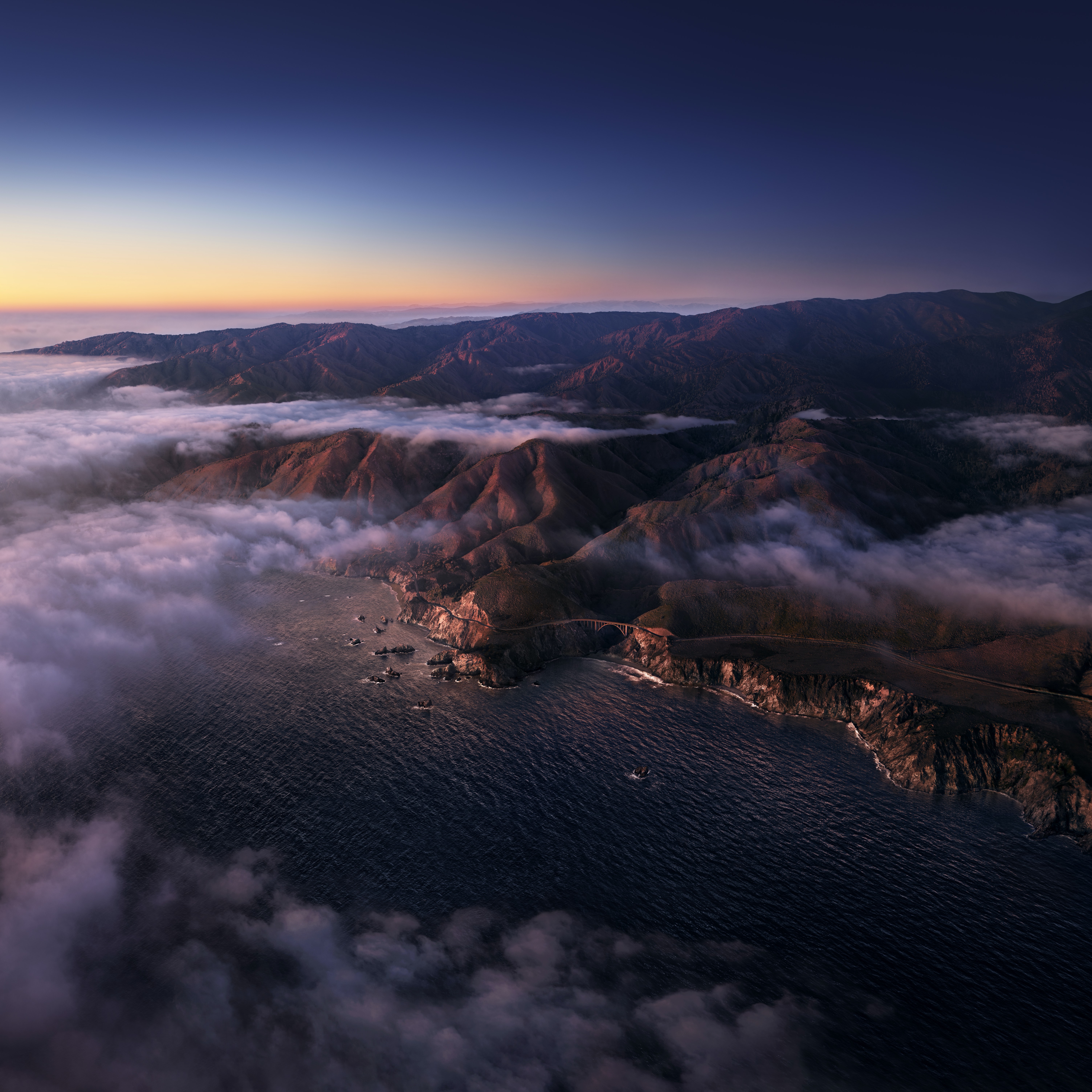 Big Sur Water Mountains Clouds Landscape 6016x6016