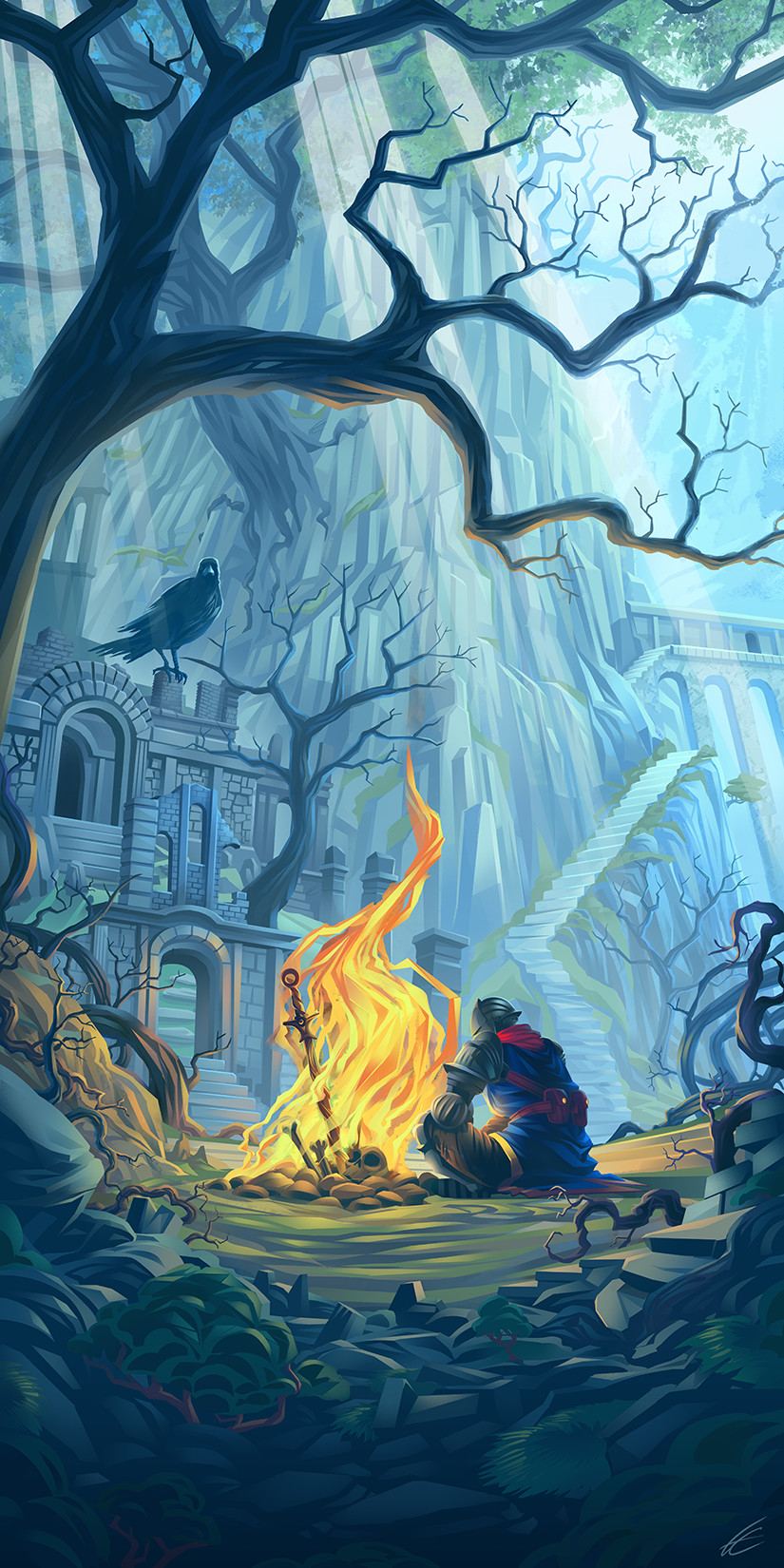Artwork Fantasy Art Dark Souls Bonfire 825x1650