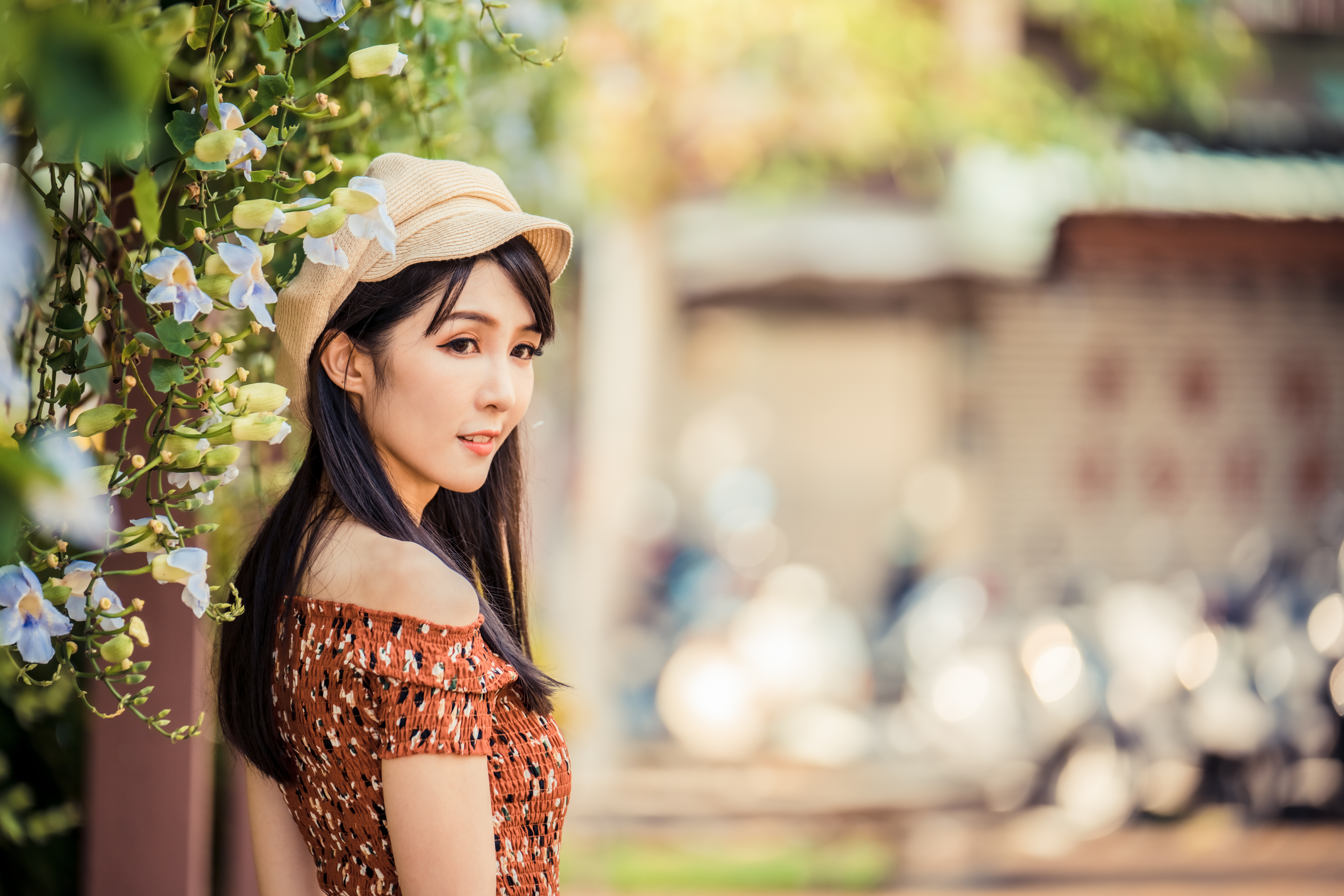 Asian Black Hair Depth Of Field Girl Hat Model Woman 4562x3043