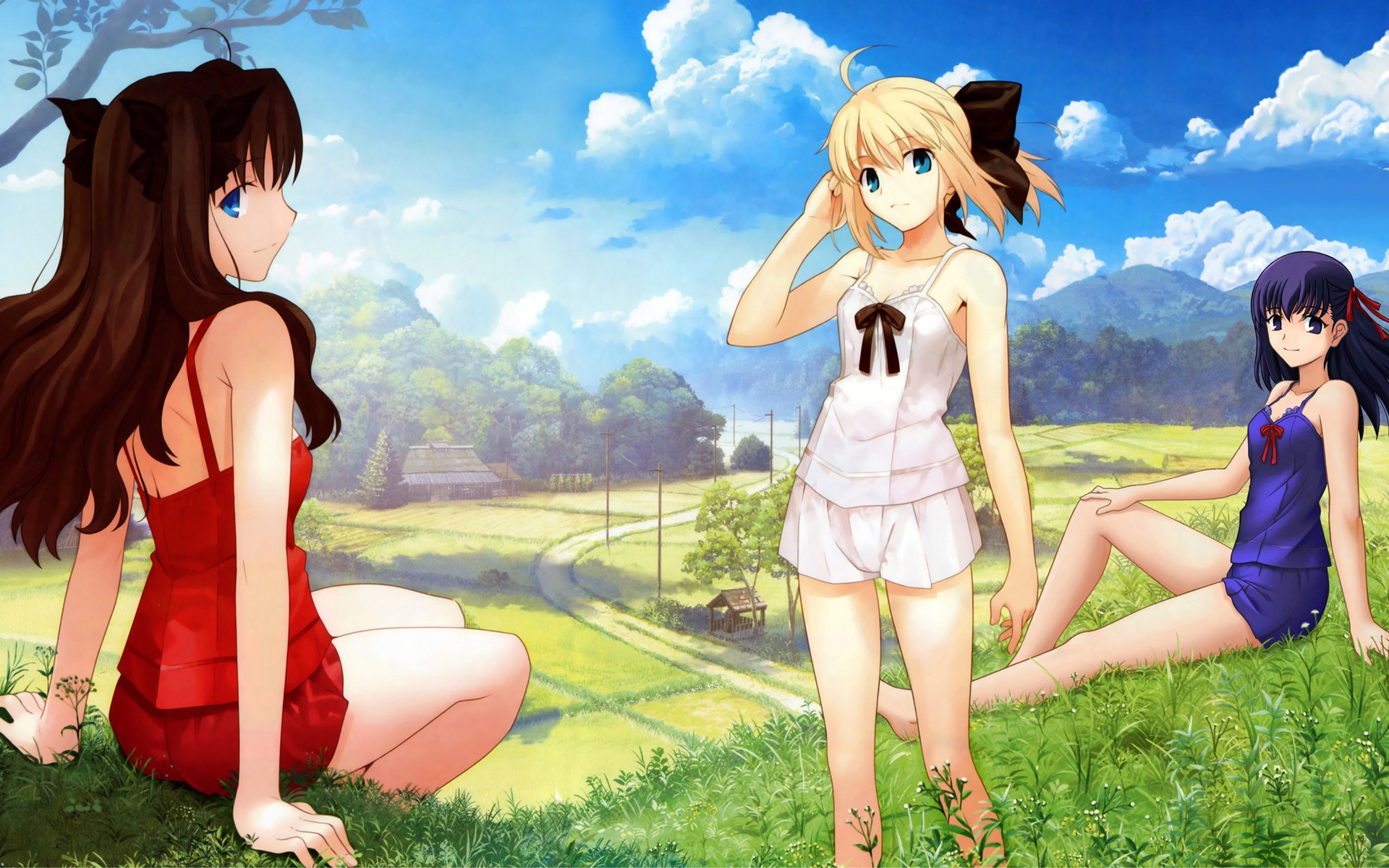 Anime Girls Anime Fate Series Fate Stay Night Tohsaka Rin Saber Matou Sakura Landscape 1920x1200