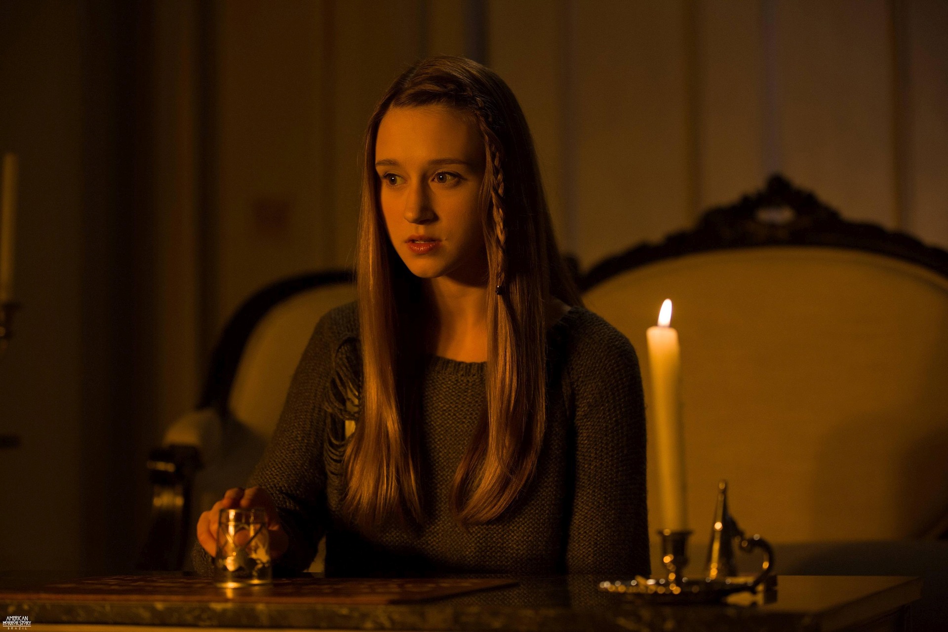 Taissa Farmiga Women Actress Candles Indoors TV Series Long Hair 1920x1280