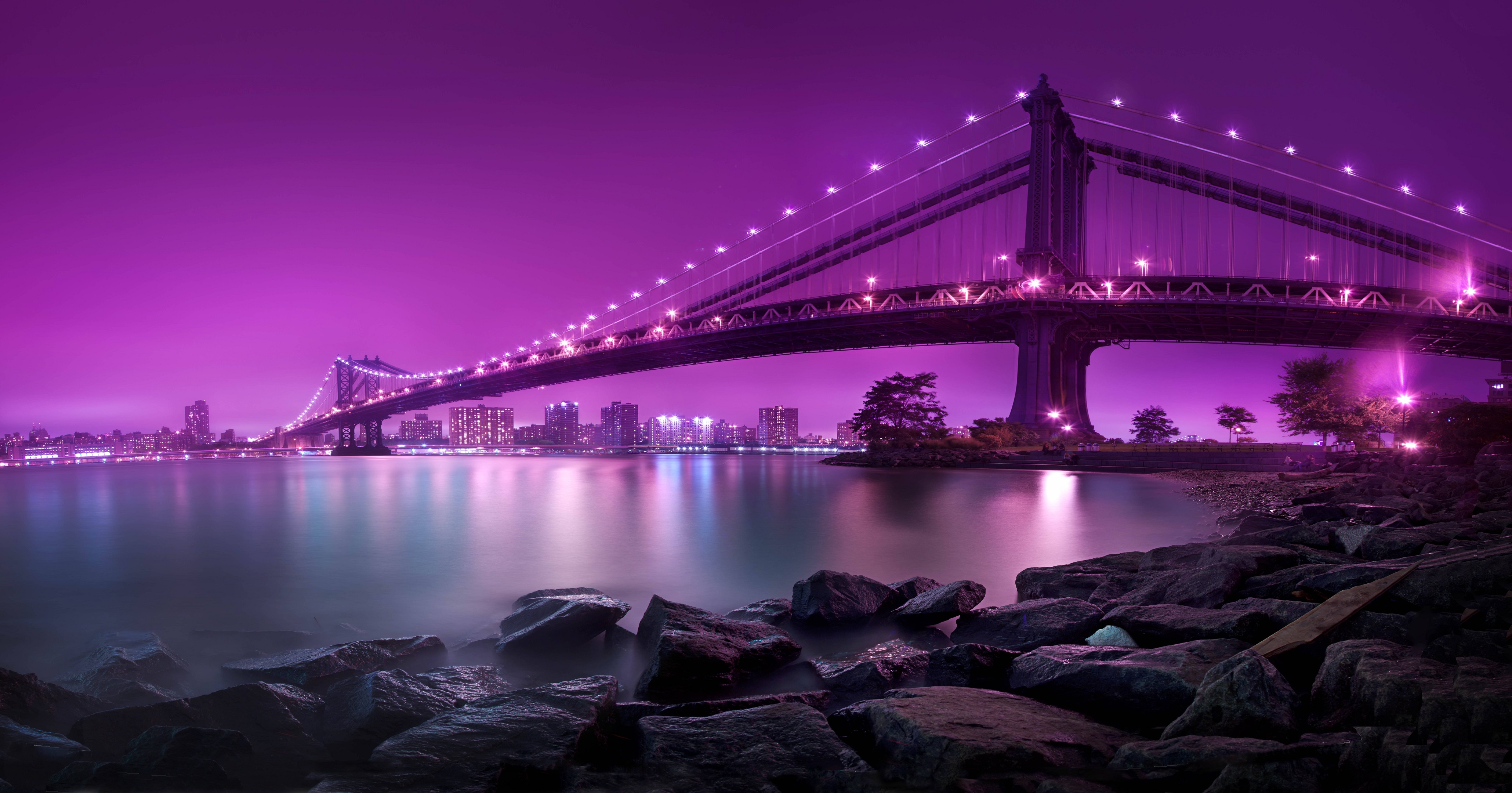 Bridge Sea Nature Rock Purple Sky Sky 4119x2160