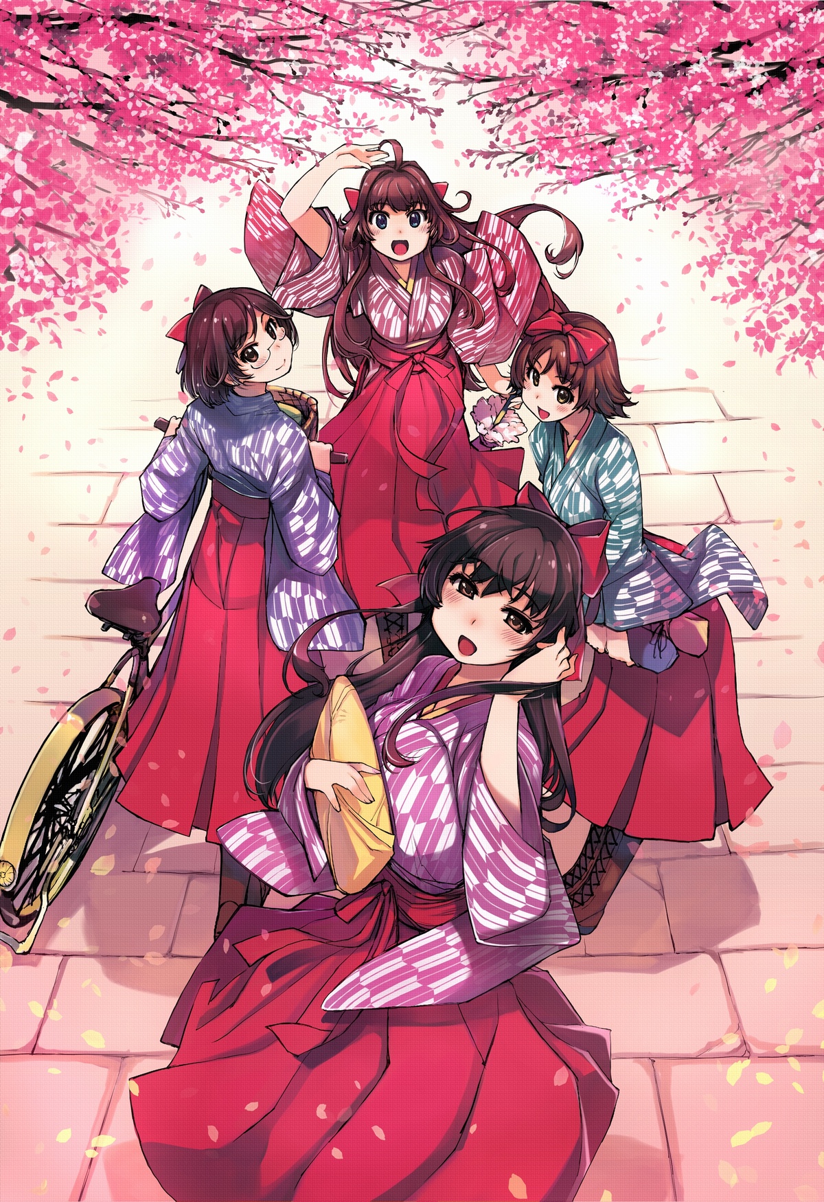 Anime Anime Girls Kantai Collection Vertical Cherry Blossom Japanese Clothes School Uniform Haruna K 1200x1750