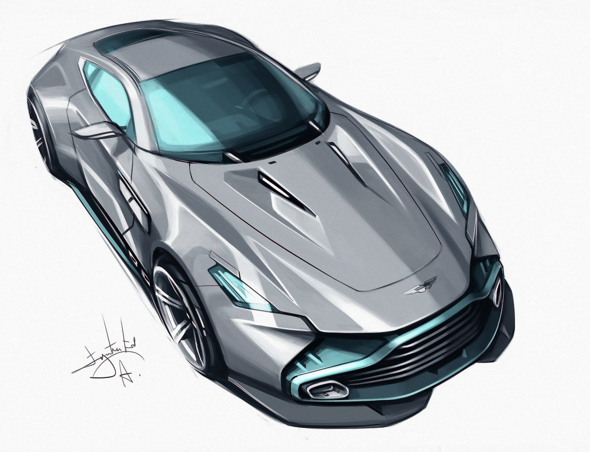 Aleksandr Sidelnikov Car Sports Car Simple Background Concept Art Concept Car Aston Martin 1920x1471