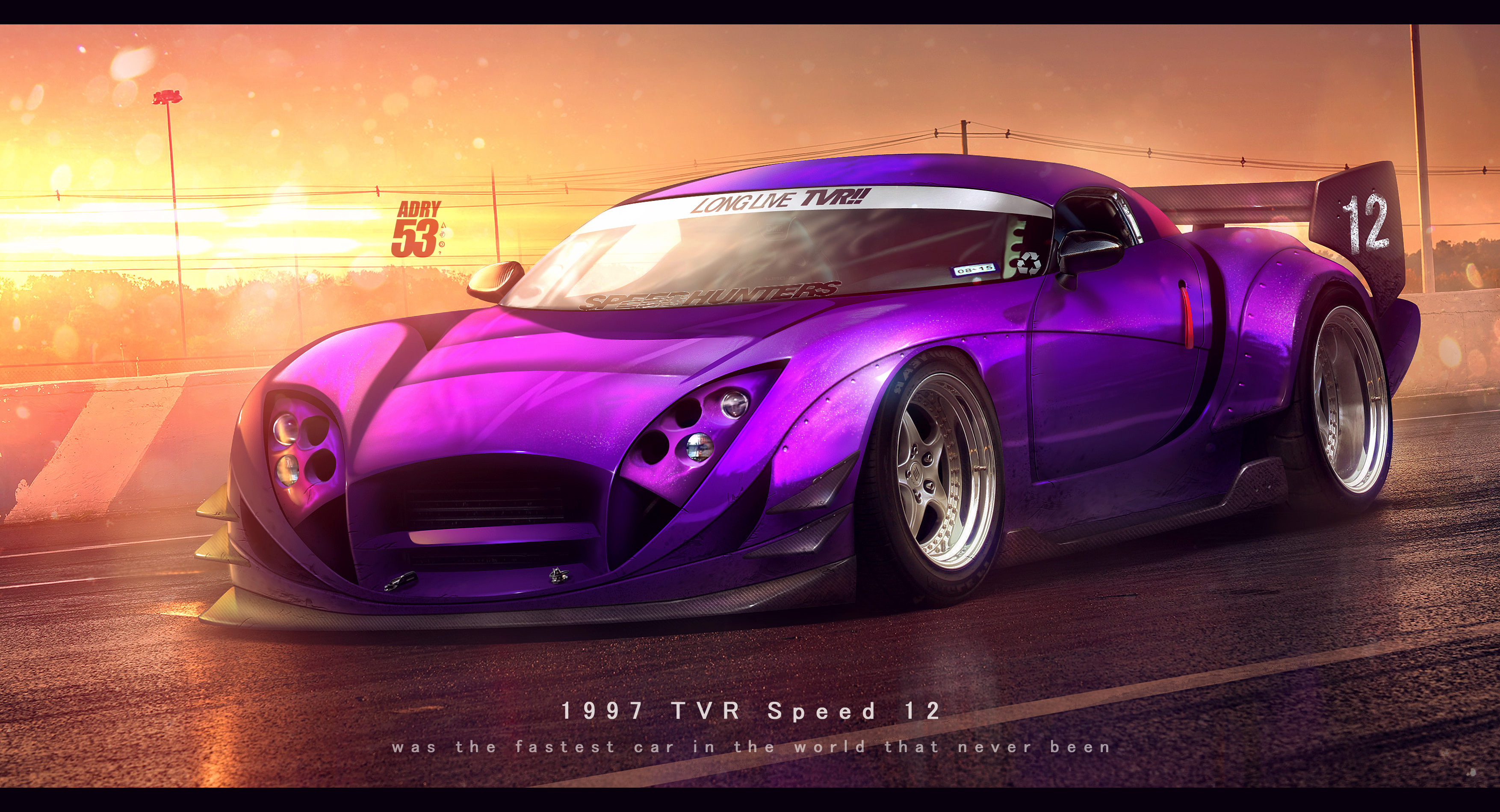 Purple Car Tvr Cerbera Speed 12 3508x1900