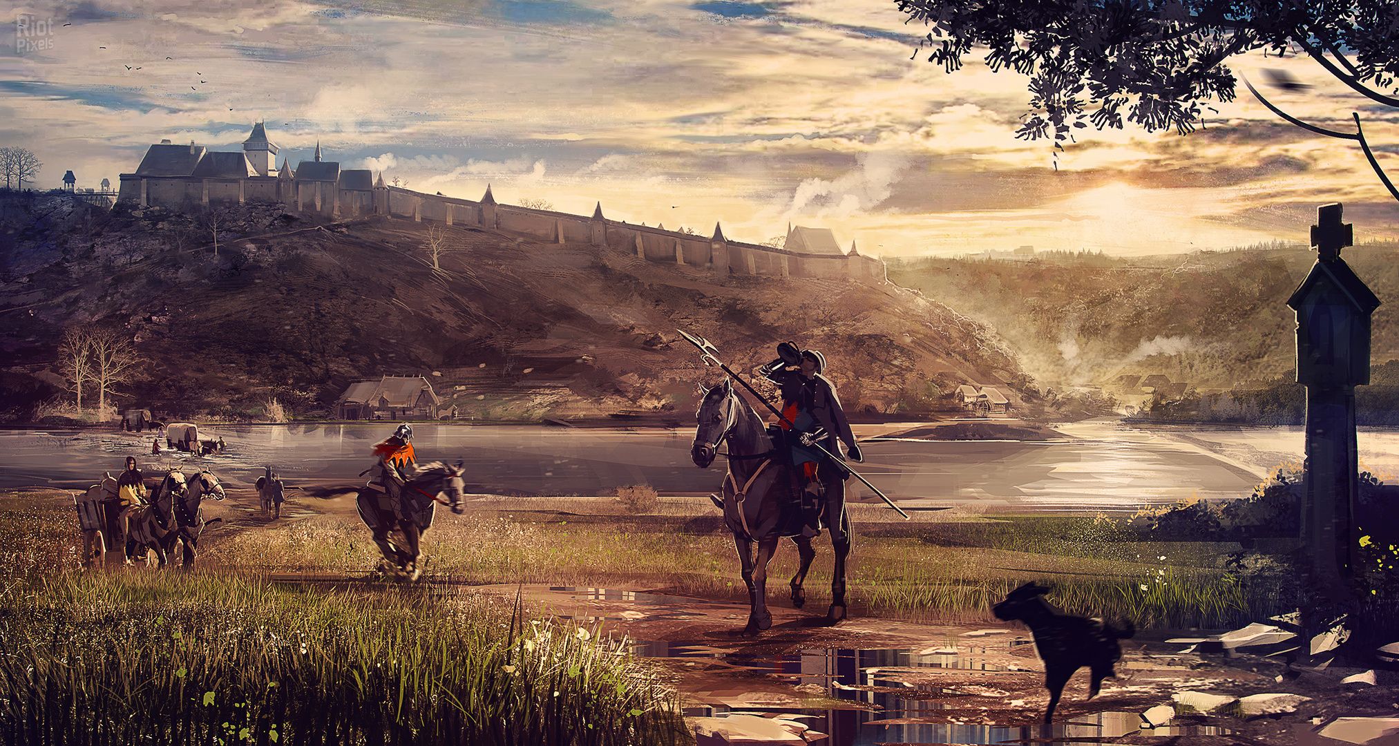 Kingdom Come Deliverance Artwork Knight Warrior City Medieval Castle Horse Horseman Horse Riding 2025x1080