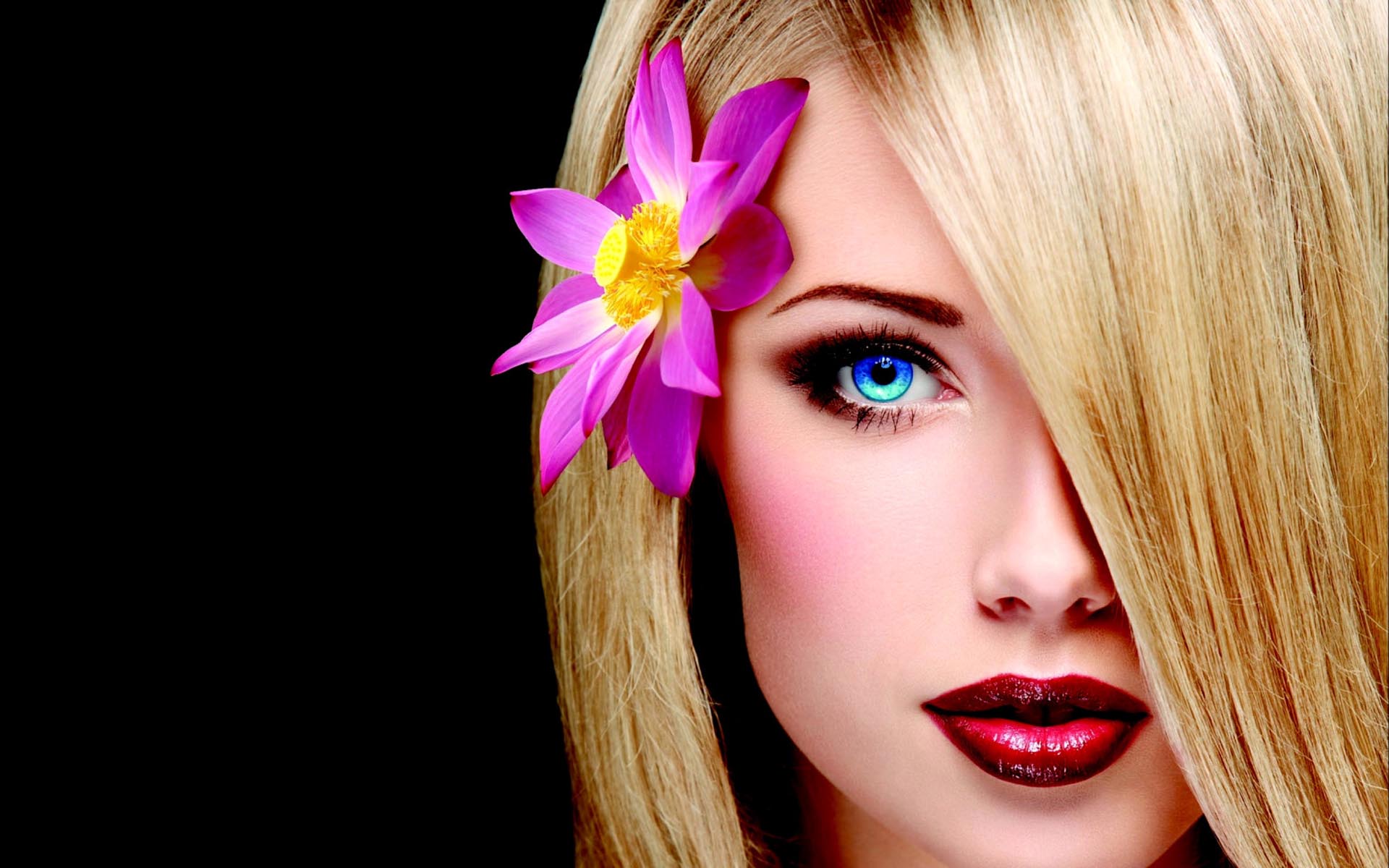 Blonde Close Up Face Hair Lotus Woman 1920x1200