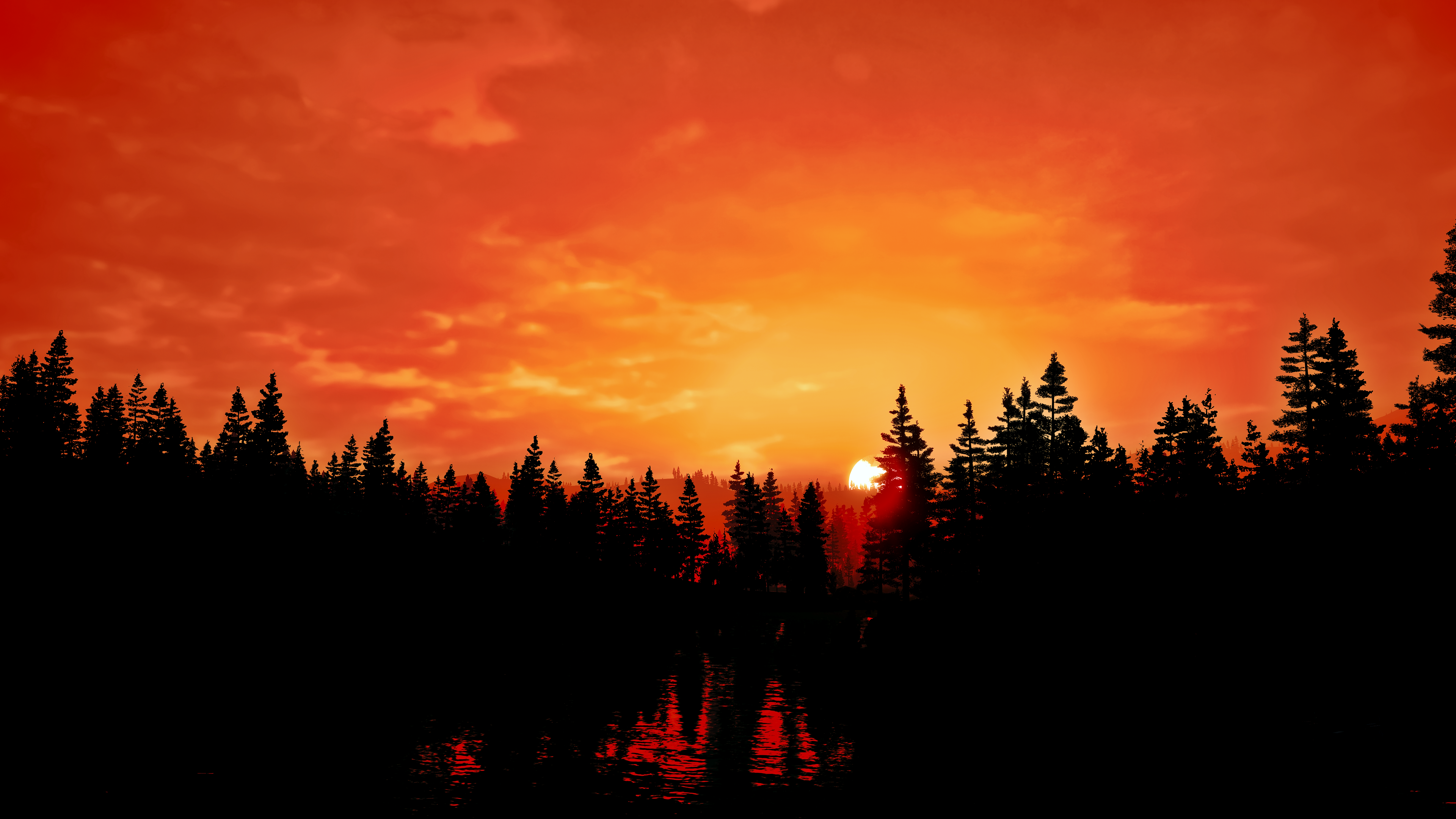 Far Cry 5 Reshade Sunset Moon Sky Forest Nature Nvidia Reflex 3840x2160
