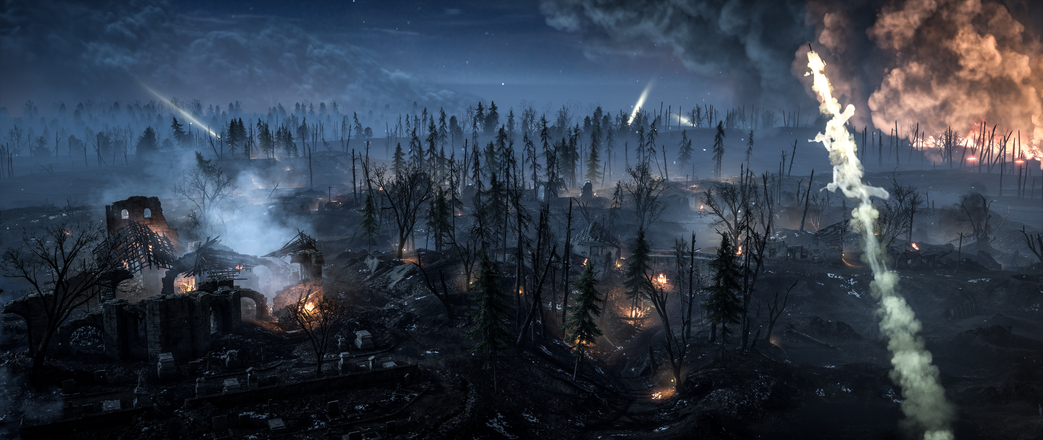 Battlefield 1 Landscape Night Warzone 3413x1440