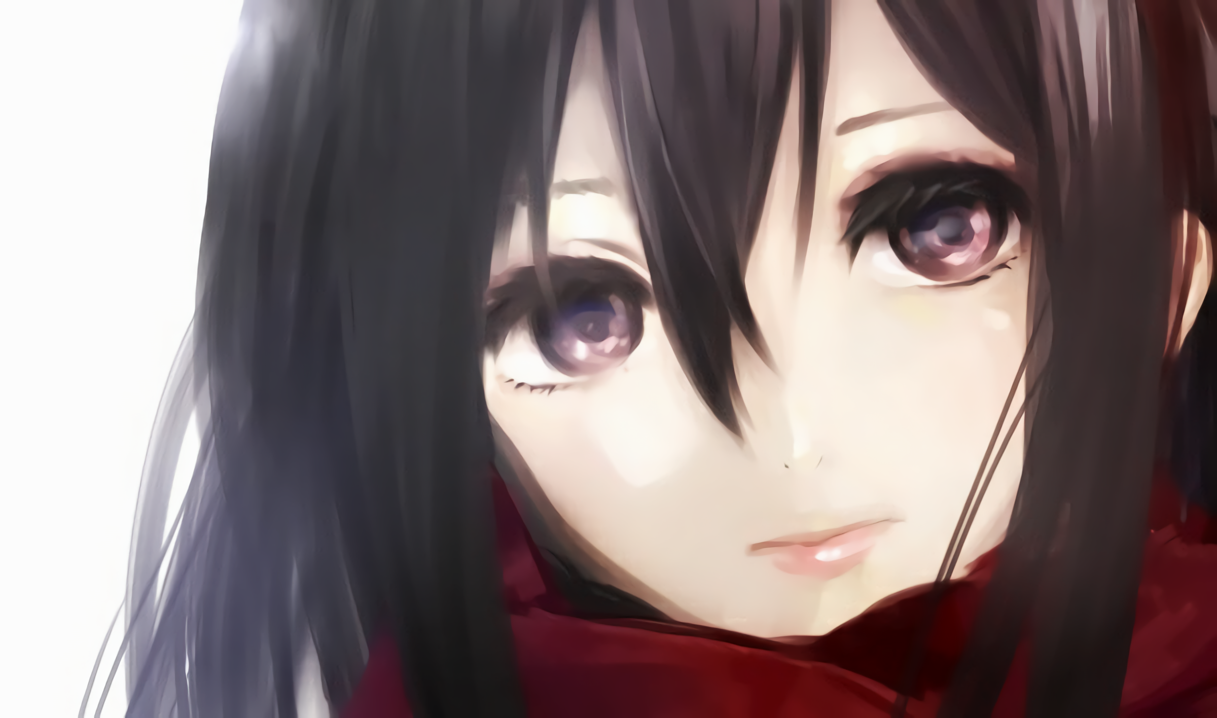 Mikasa Ackerman Black Hair Face Shingeki No Kyojin Anime Girls 2400x1416