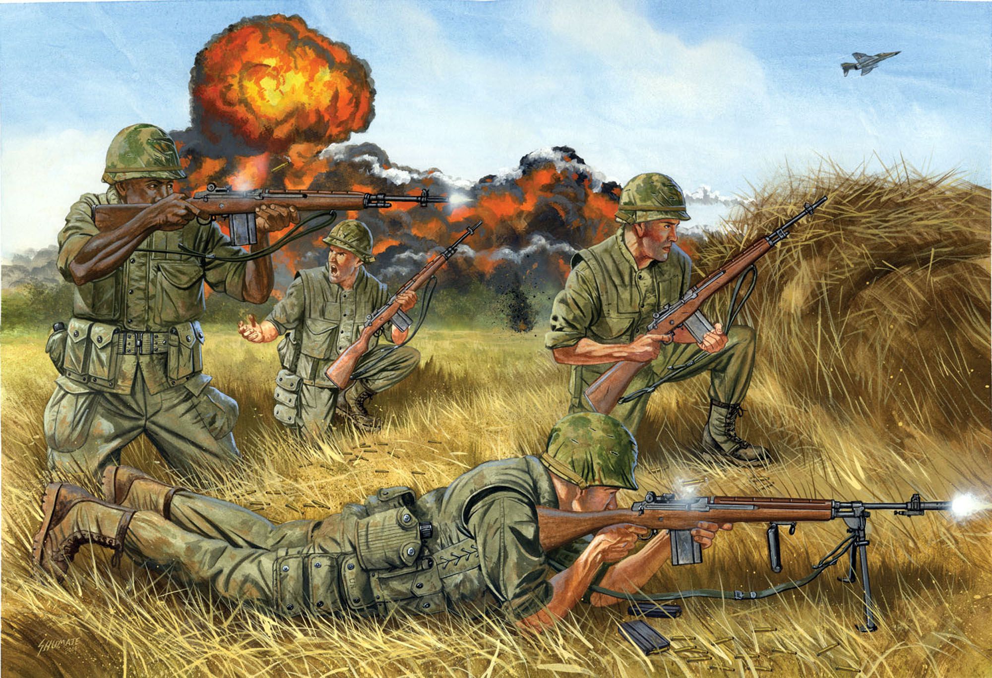 US Marines Vietnam War War Soldier Men Military Artwork 2000x1368