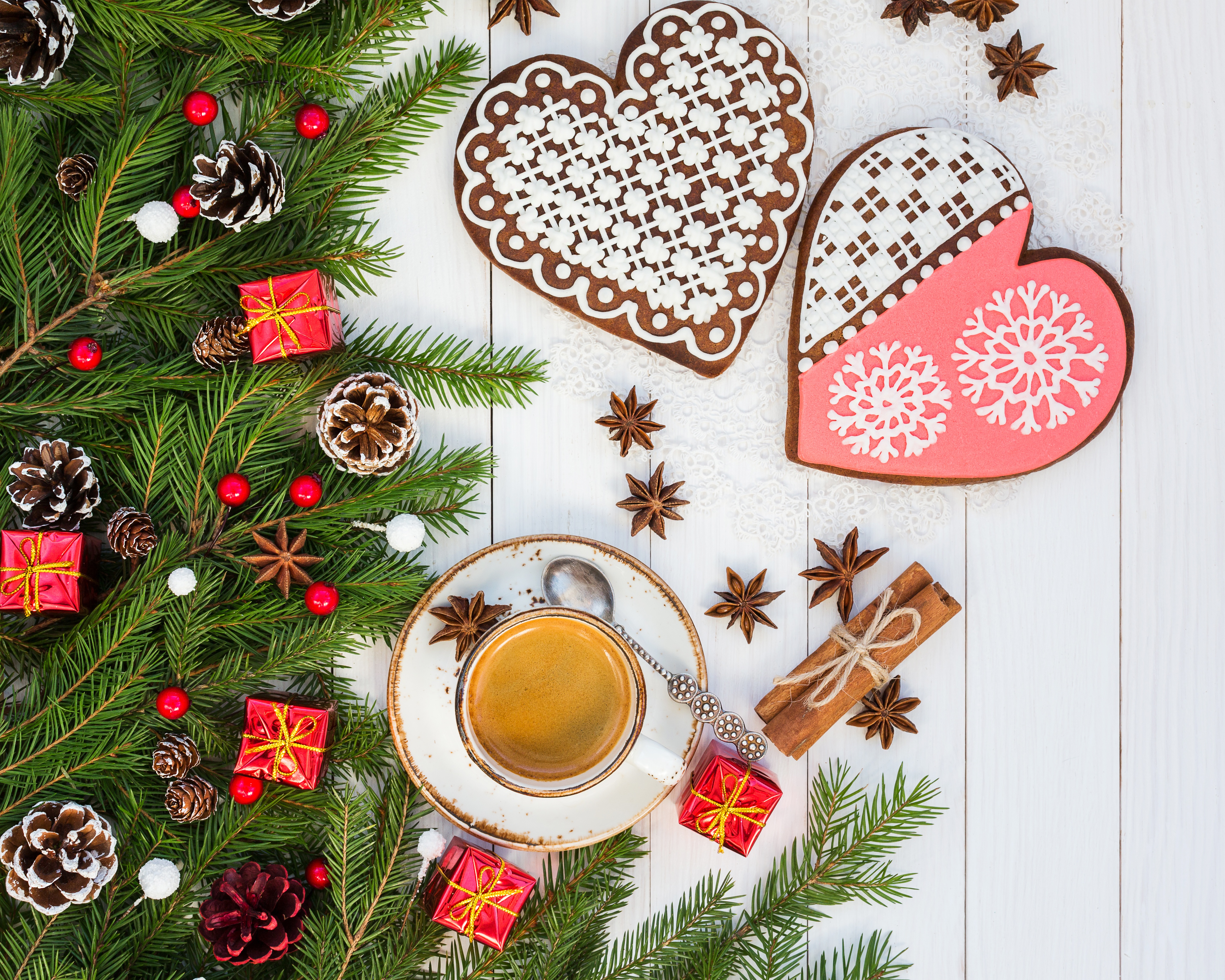 Christmas Christmas Ornaments Cinnamon Coffee Cookie Star Anise Still Life 4623x3698
