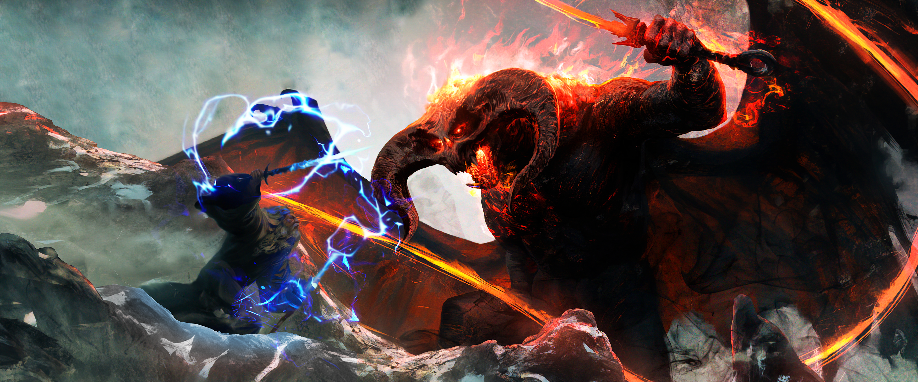 Gandalf Balrog The Lord Of The Rings 3840x1600