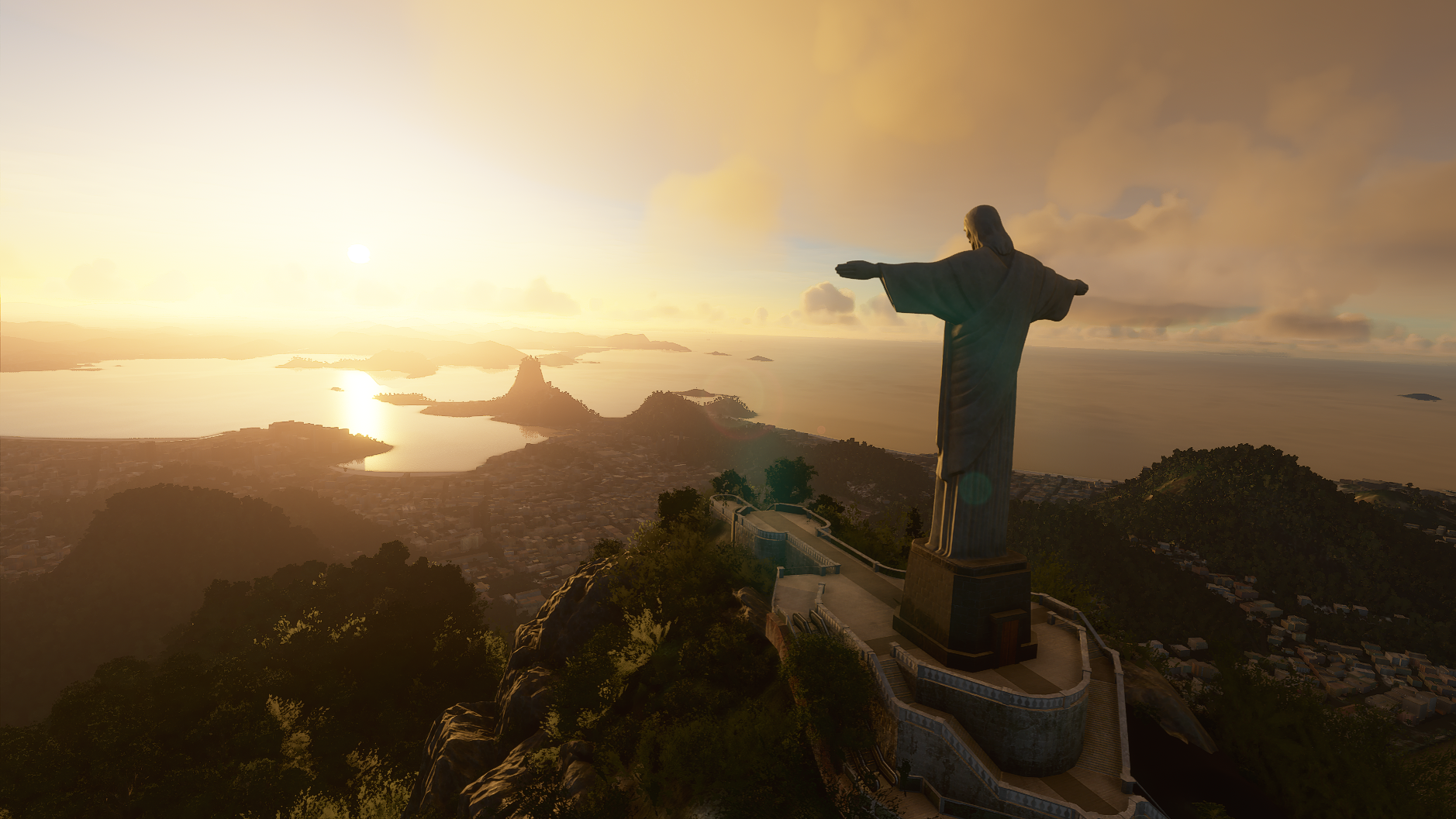 Rio De Janeiro Christ The Redeemer Brazil Sunset Clouds Microsoft Flight Simulator Microsoft Flight  1878x1057