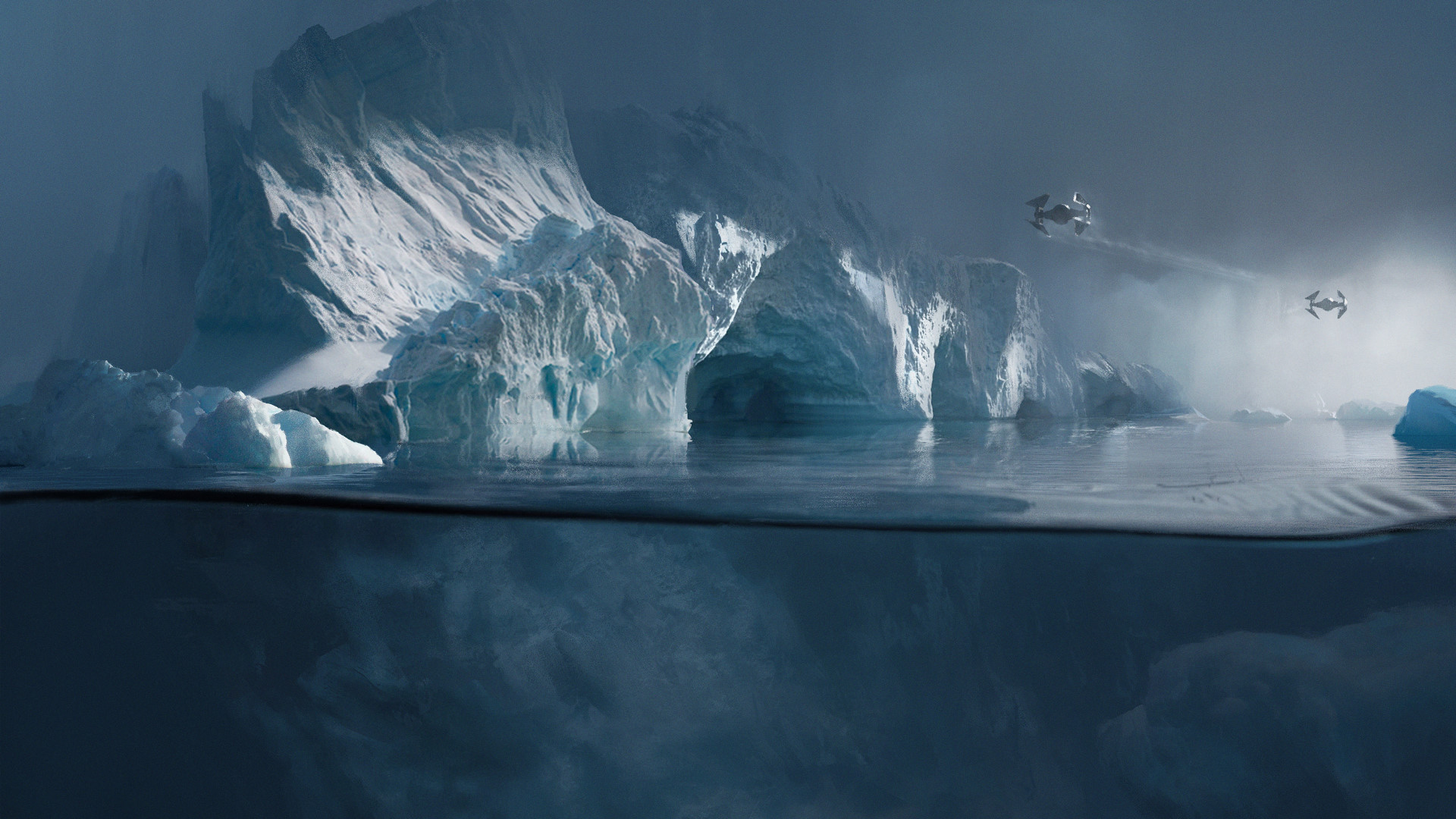Rostyslav Zagornov Star Wars Artwork Ice Star Wars Ships Science Fiction Water Underwater 1920x1080