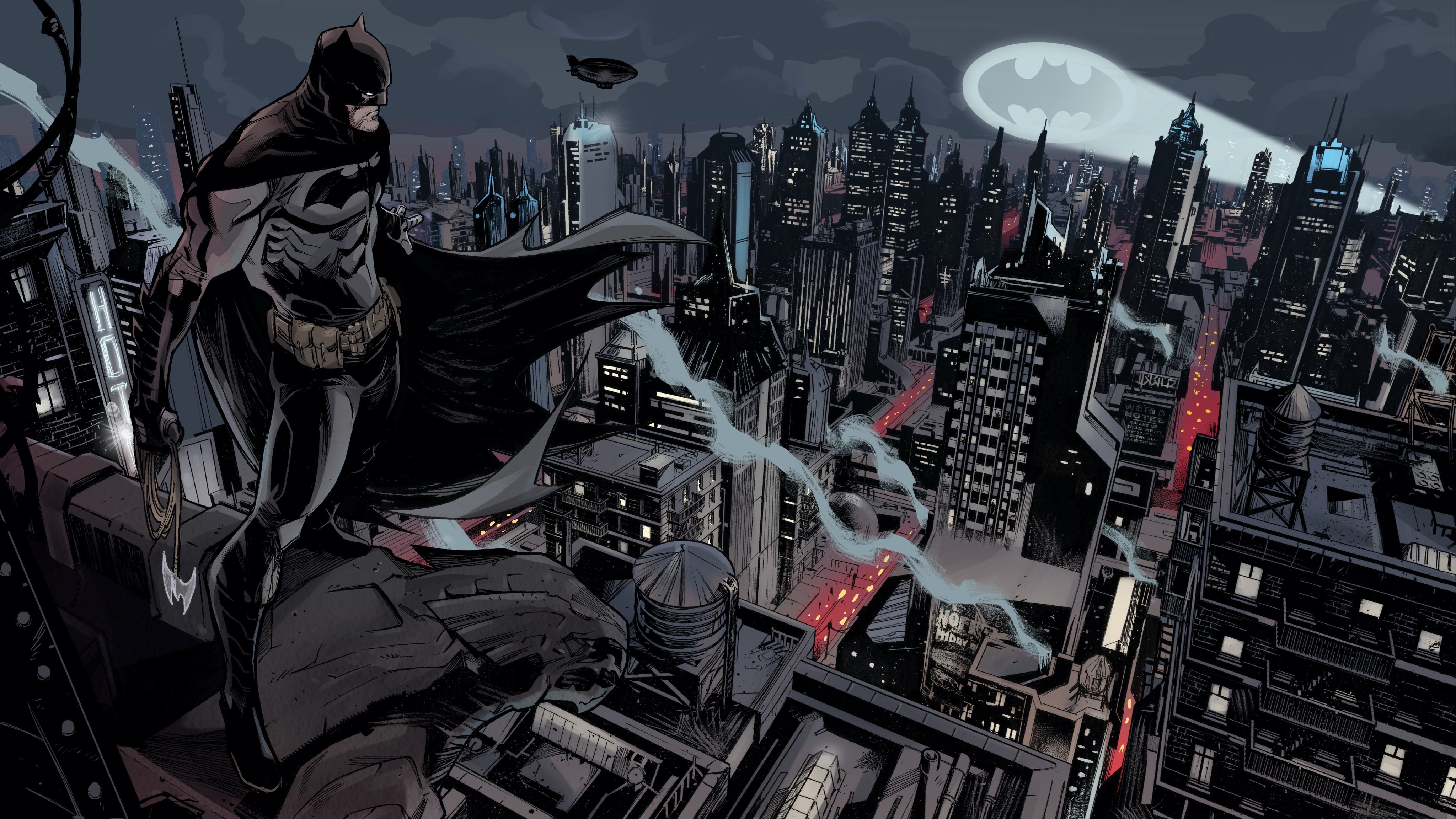Batman DC Comics The Dark Knight Comics Artwork Gotham Gotham City Bat Signal 4096x2304