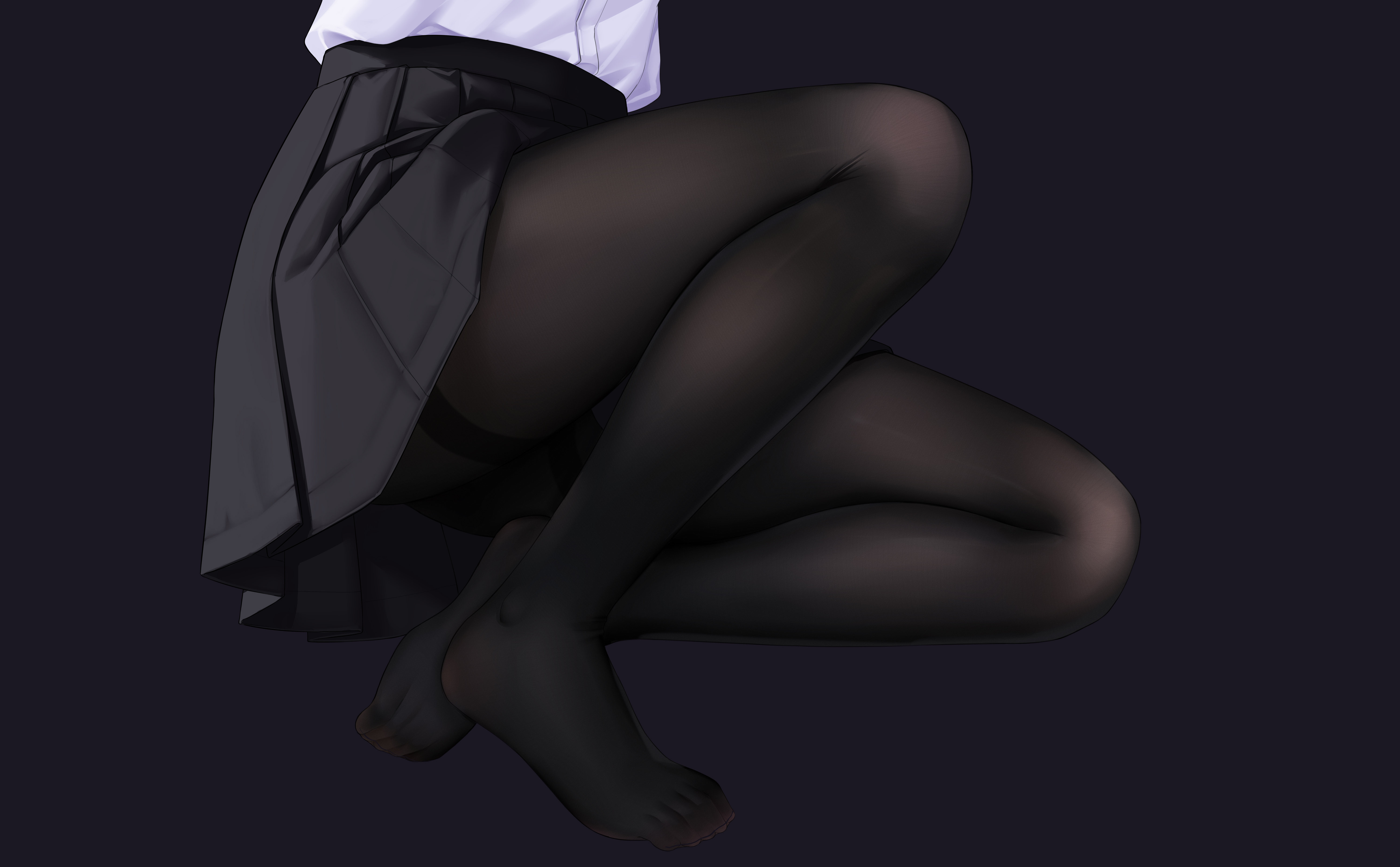 Anime Anime Girls Digital Art Artwork 2D Portrait Black Pantyhose Skirt Allenes 6000x3716