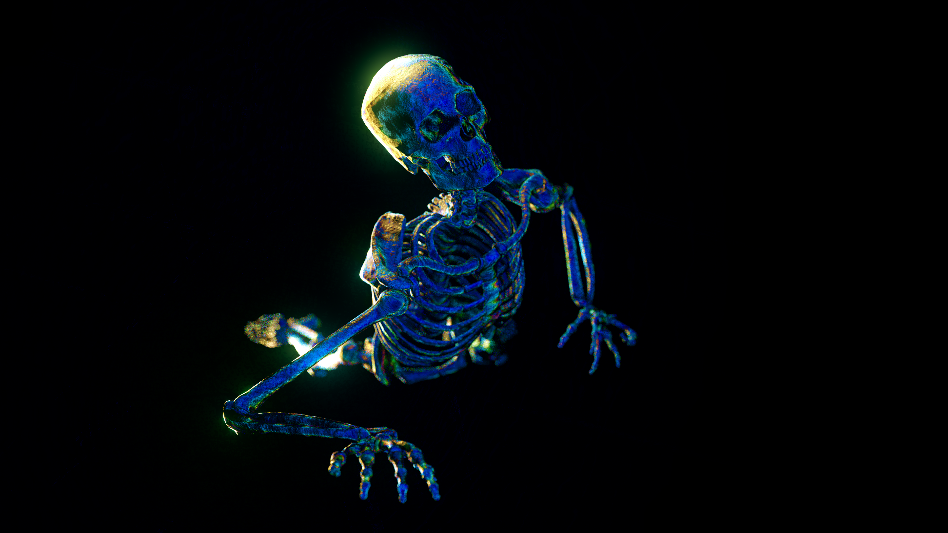 Halloween Spooky Skeleton Simple Background Black Background Bones Skull Horror 3840x2160
