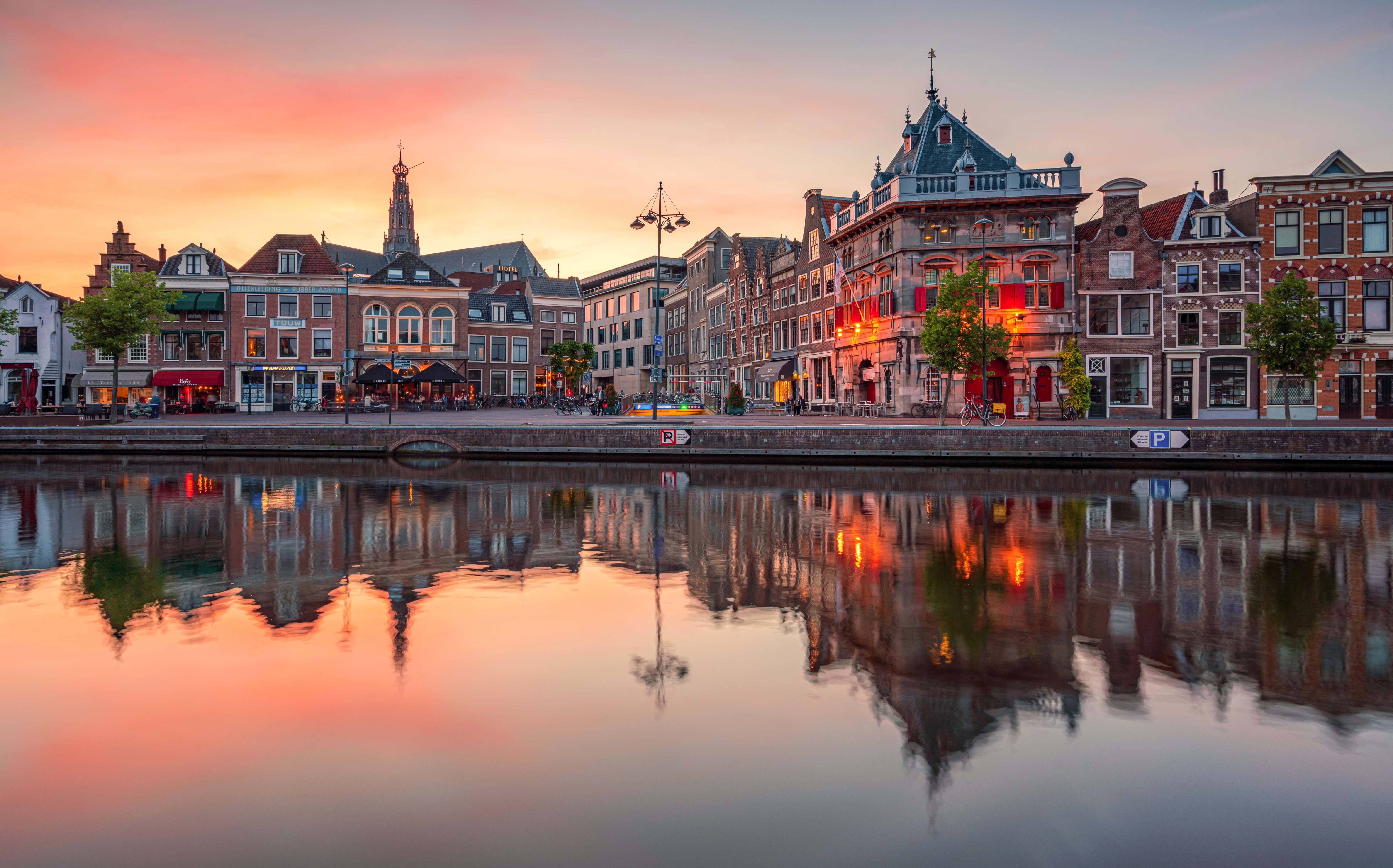 City Haarlem Netherlands Reflection Sunrise 6144x3829