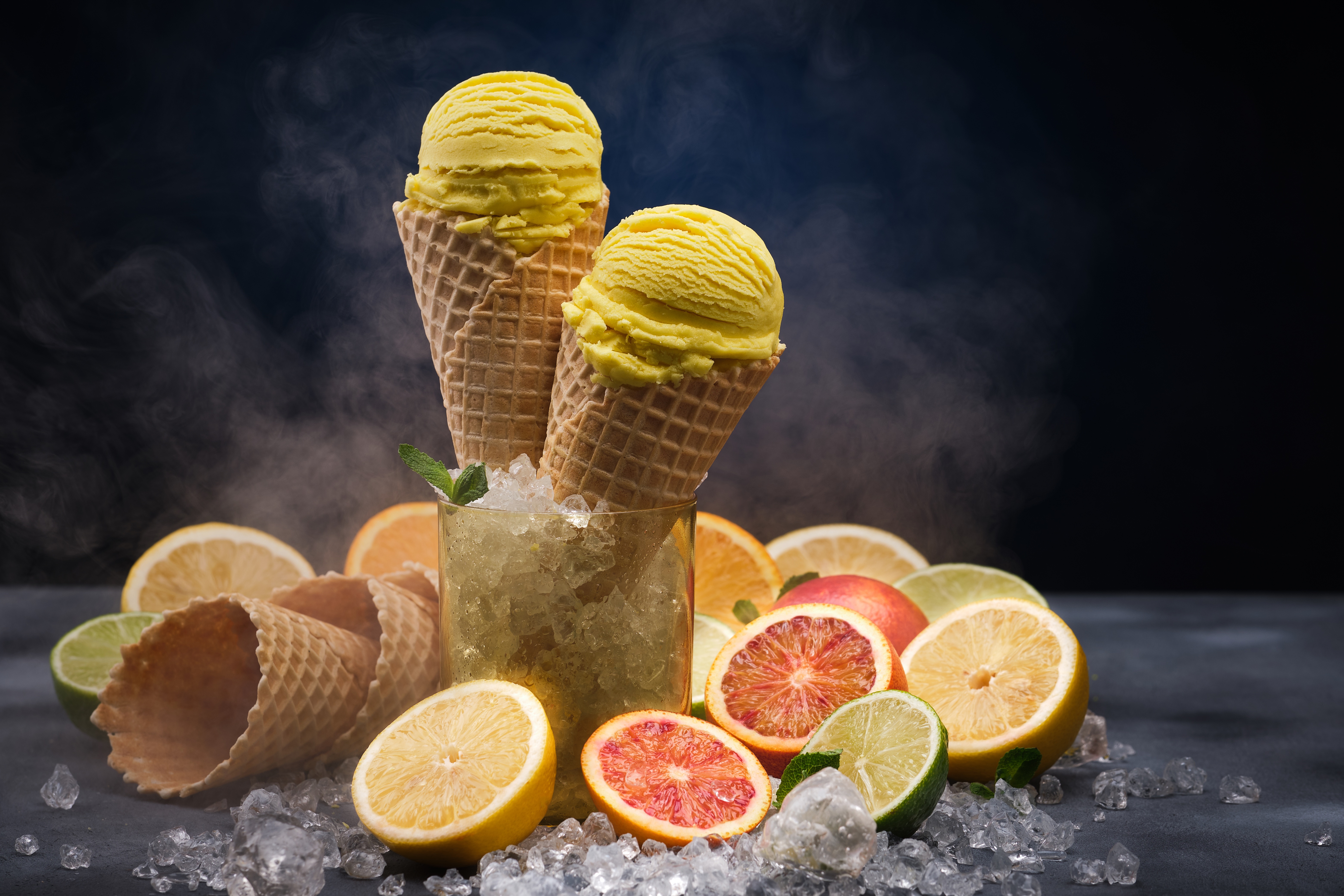 Dessert Ice Cream Lemon Still Life Waffle Cone 6240x4160