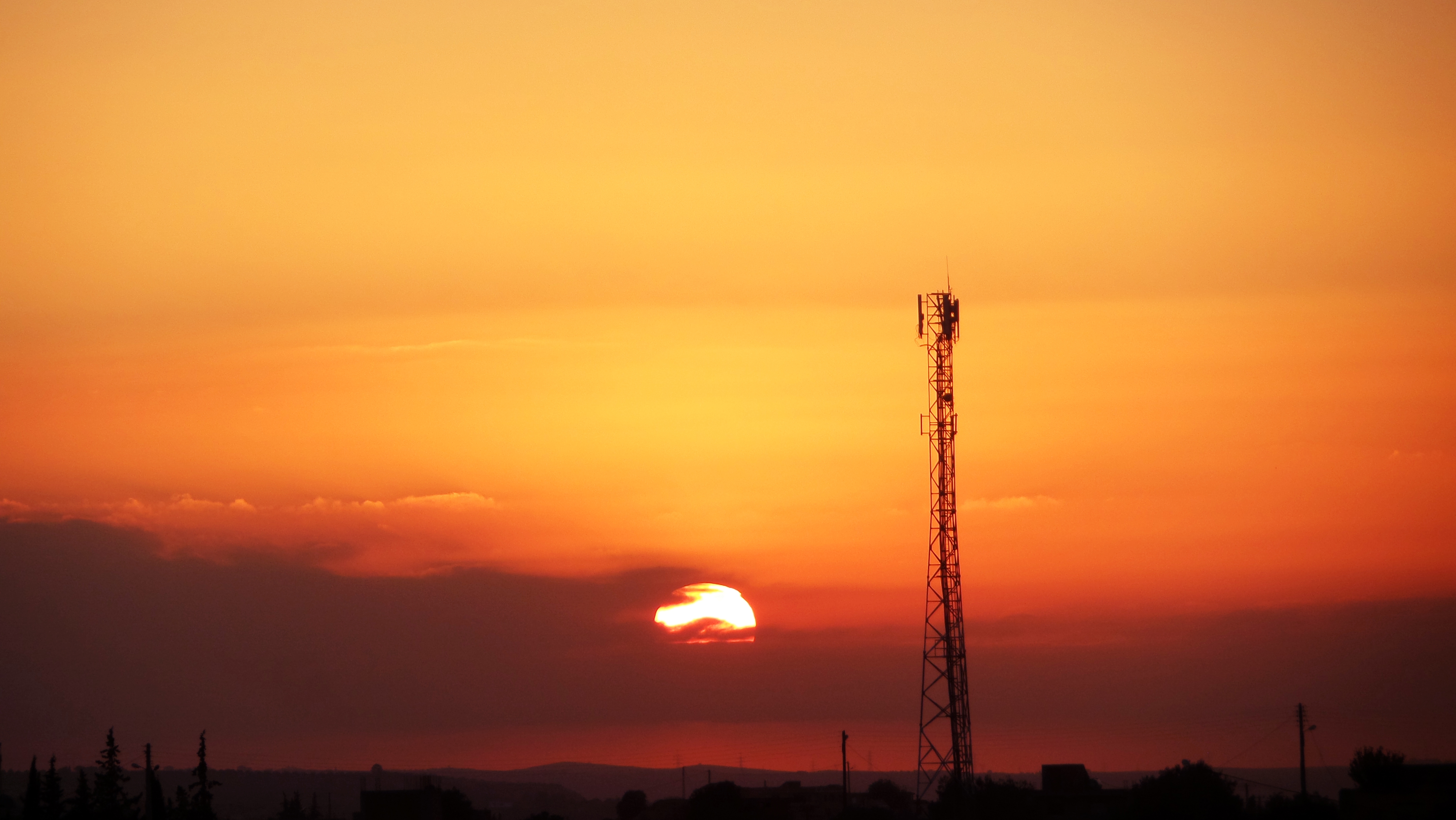 Africa Algeria Sky Sun Sunset Orange Color 4320x2432