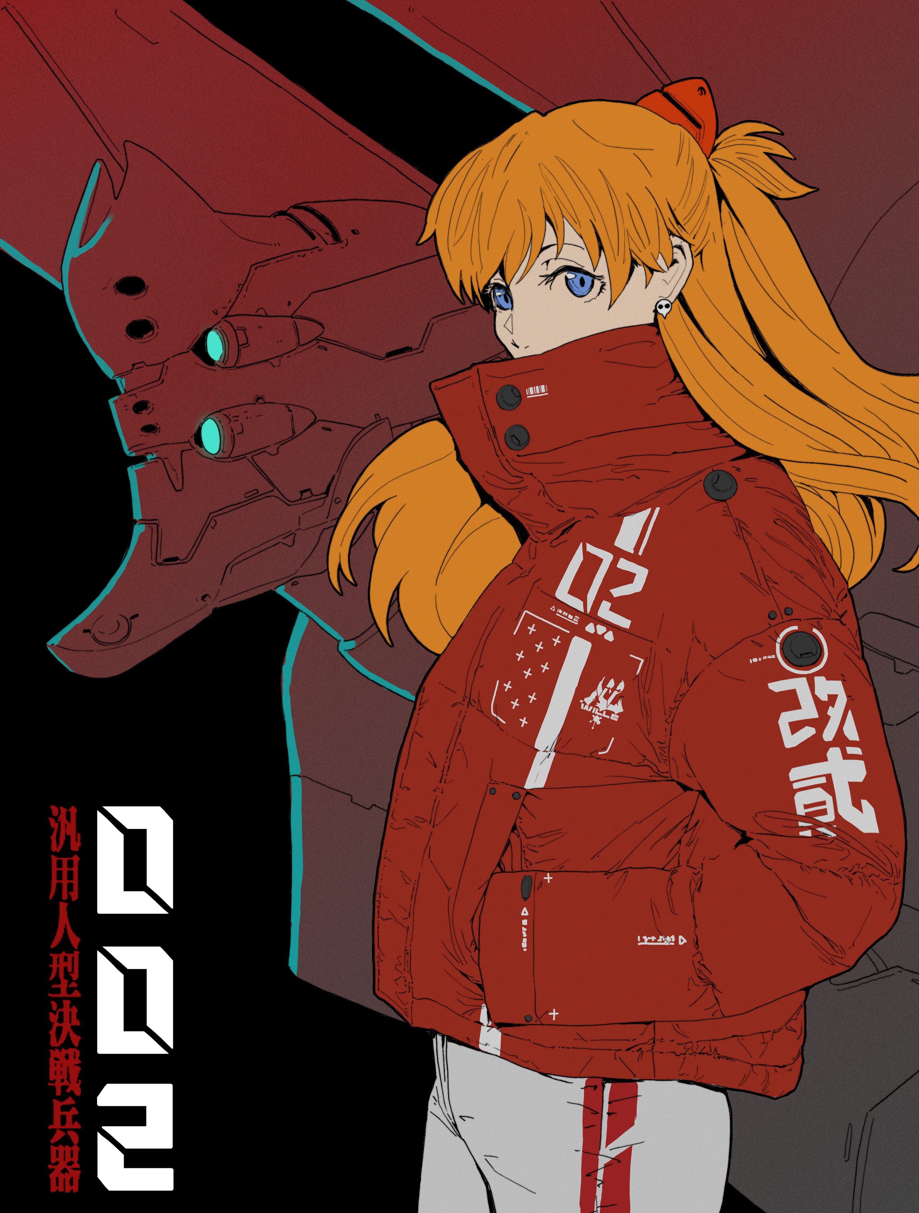 Neon Genesis Evangelion Red Jackets Mech Twintails Long Hair Redhead Anime Girls 2D Anime Asuka Lang 2945x3886